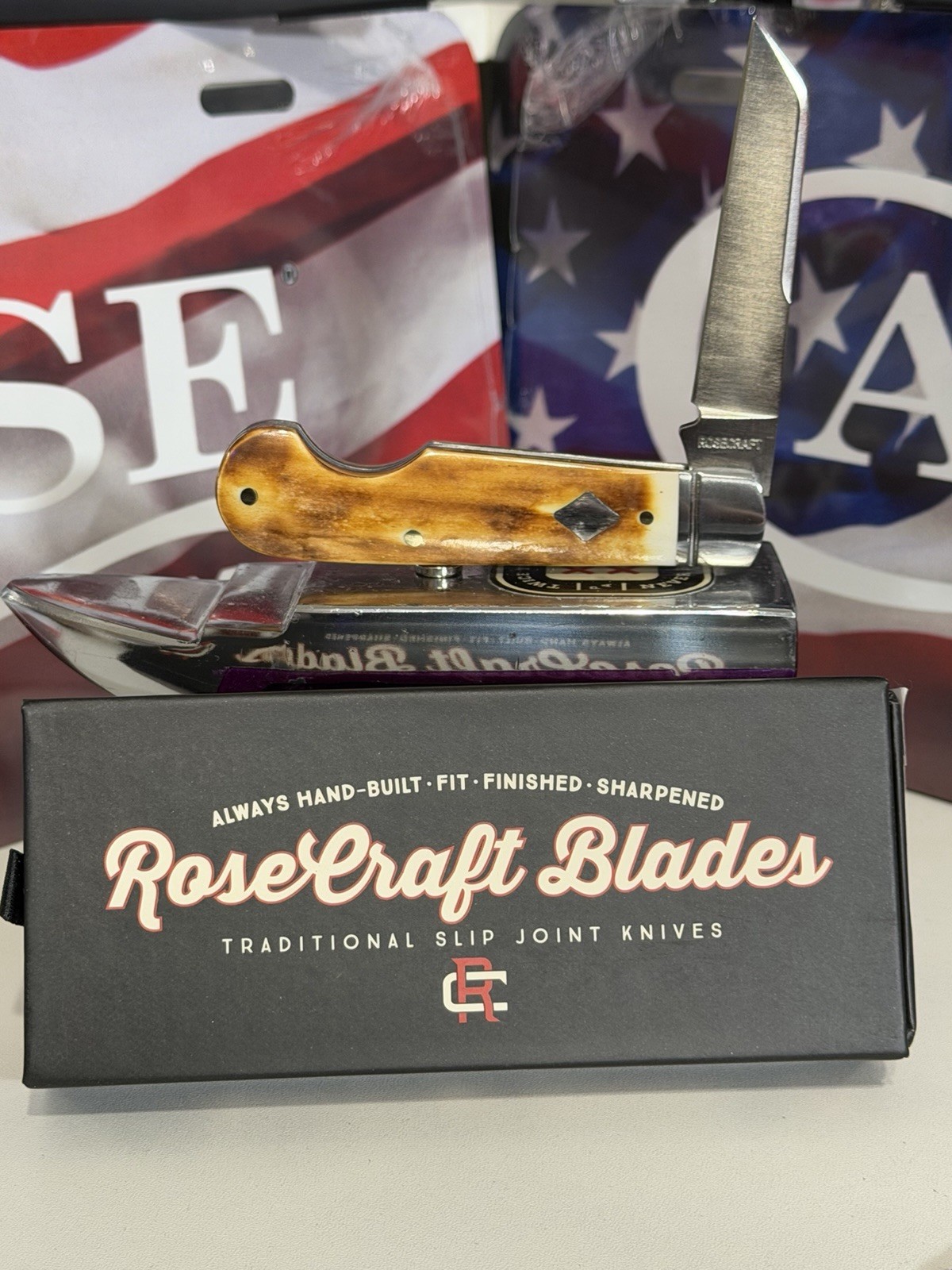 RoseCraft Elk River Easy Open lambsfoot knife toasted bone RoseCraft Elk River Easy Open lambsfoot knife toasted bone