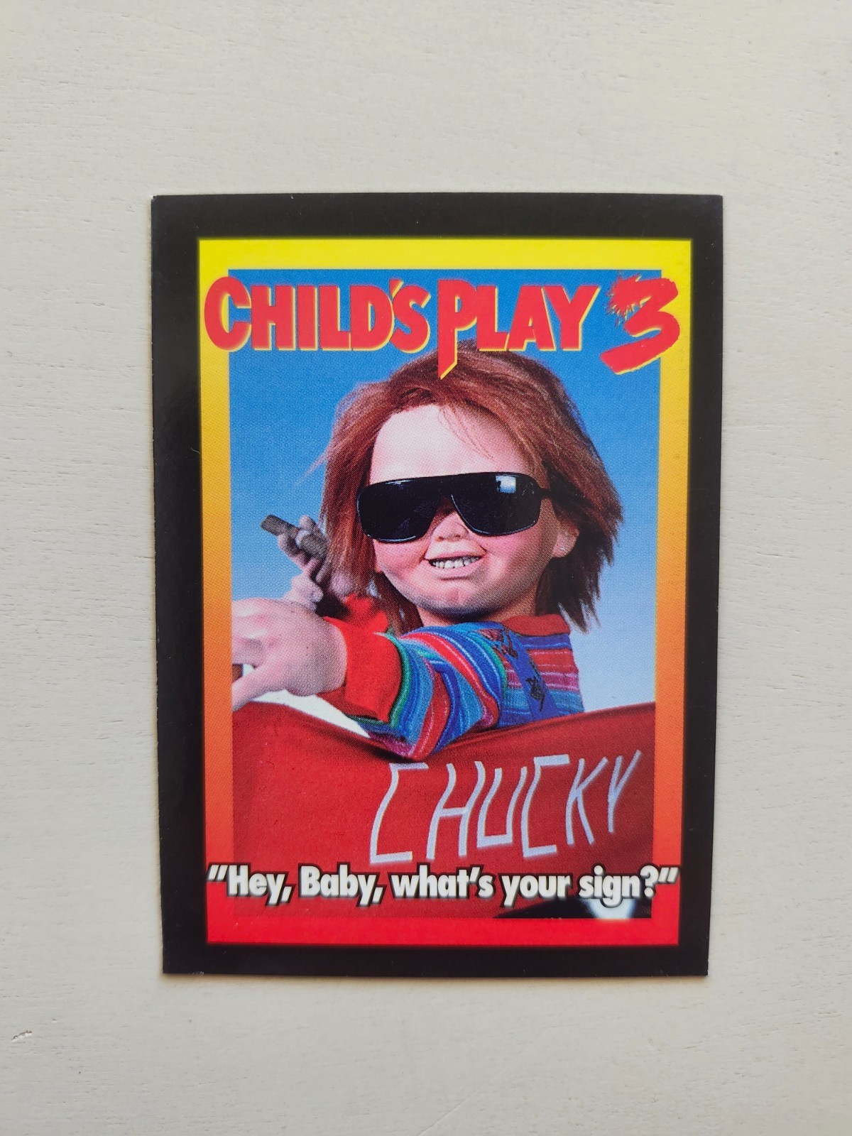 Chucky Child\'s Play 3 RARE Vintage 1991 Promo Card Look Who\'s Stalking Hey Baby