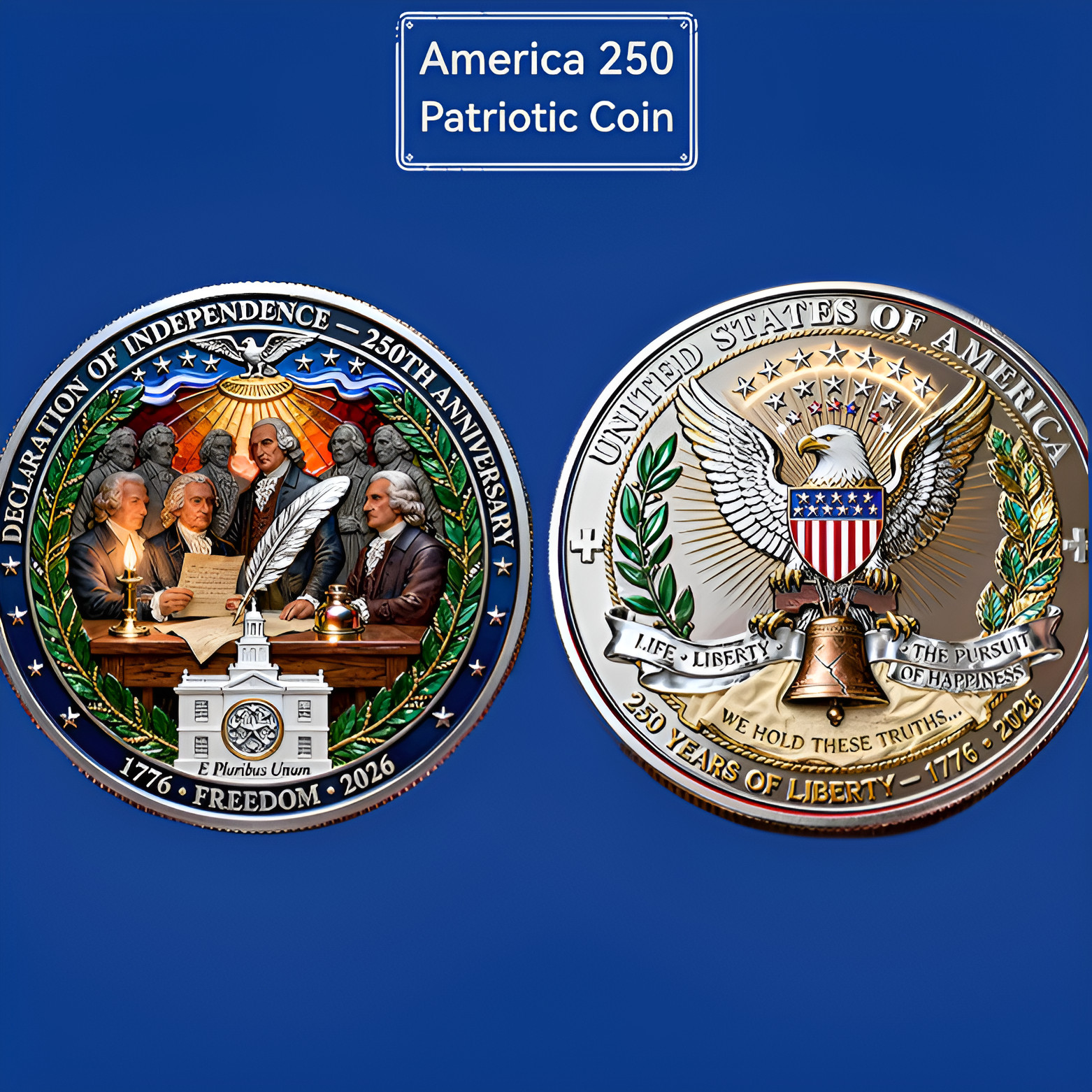 America 250 Patriotic Challenge Coin 1776-2026 Semiquincentennial Collectible