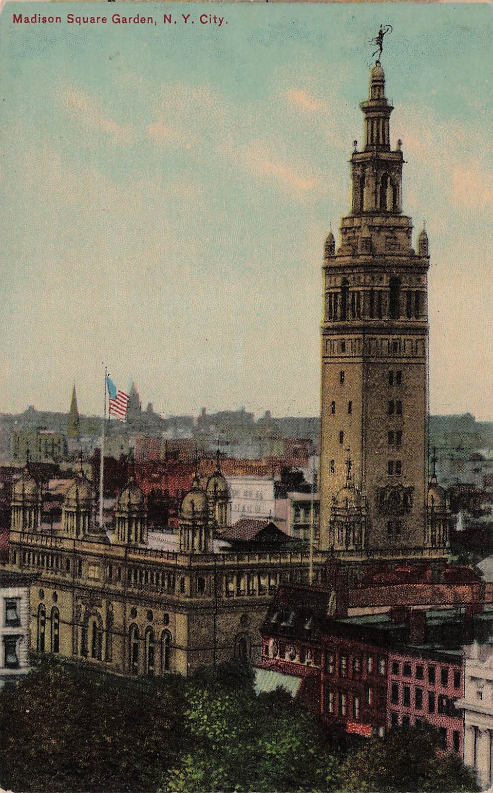 Madison Avenue in Manhattan New York City Square Garden Vtg Postcard H48