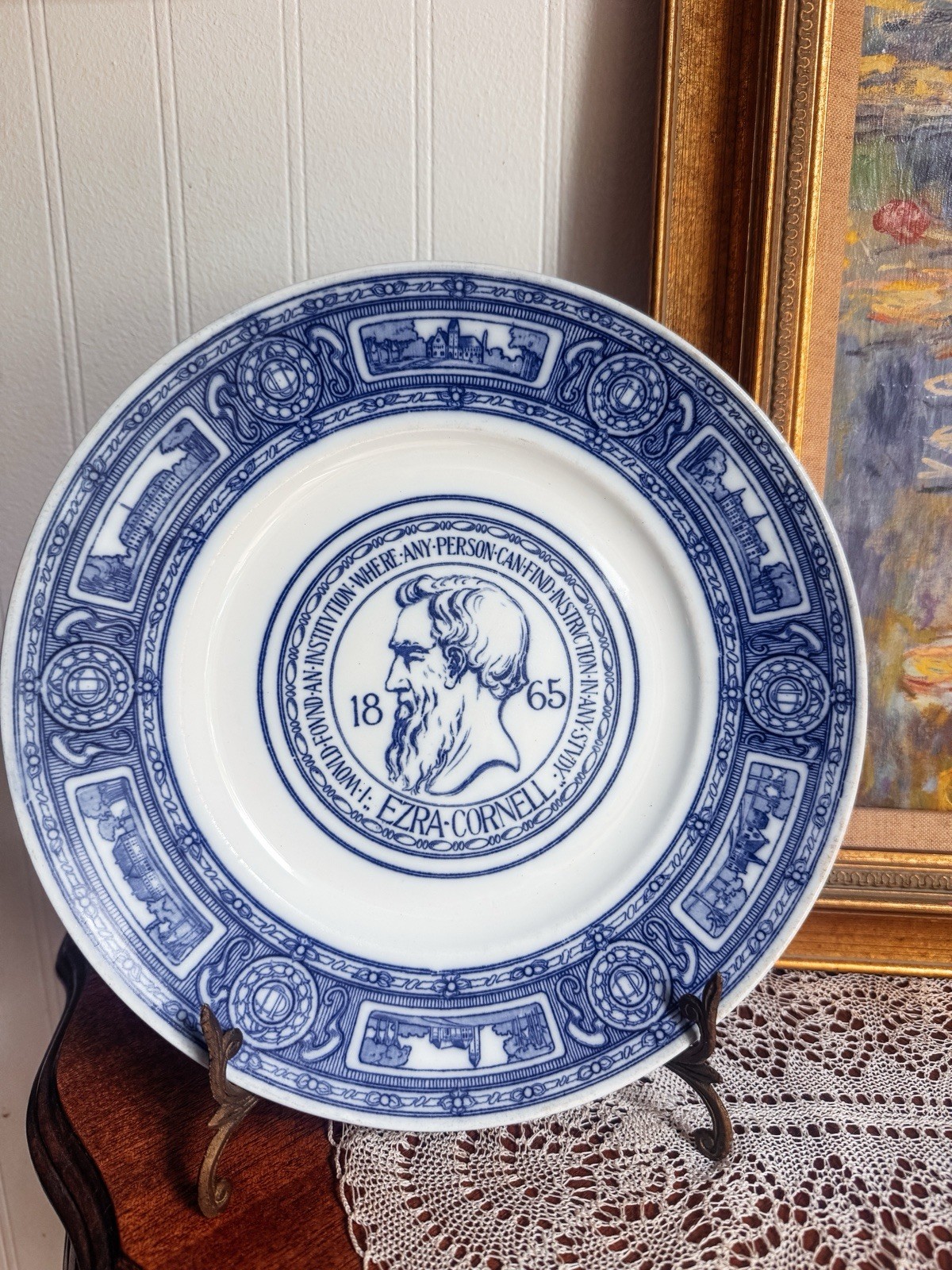 Antique 1904-1906 Royal Doulton Cornell University Ezra Cornell Plate 10”