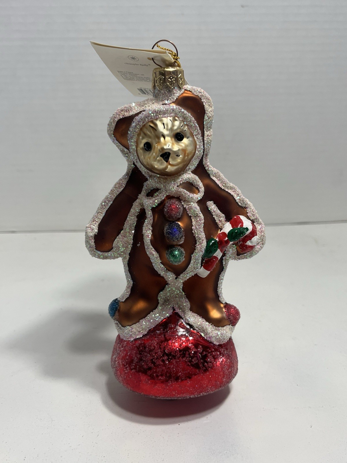 Christoper Radko | Vintage 1998 Retired Muffy Gingerbear Glass Ornament w Tags