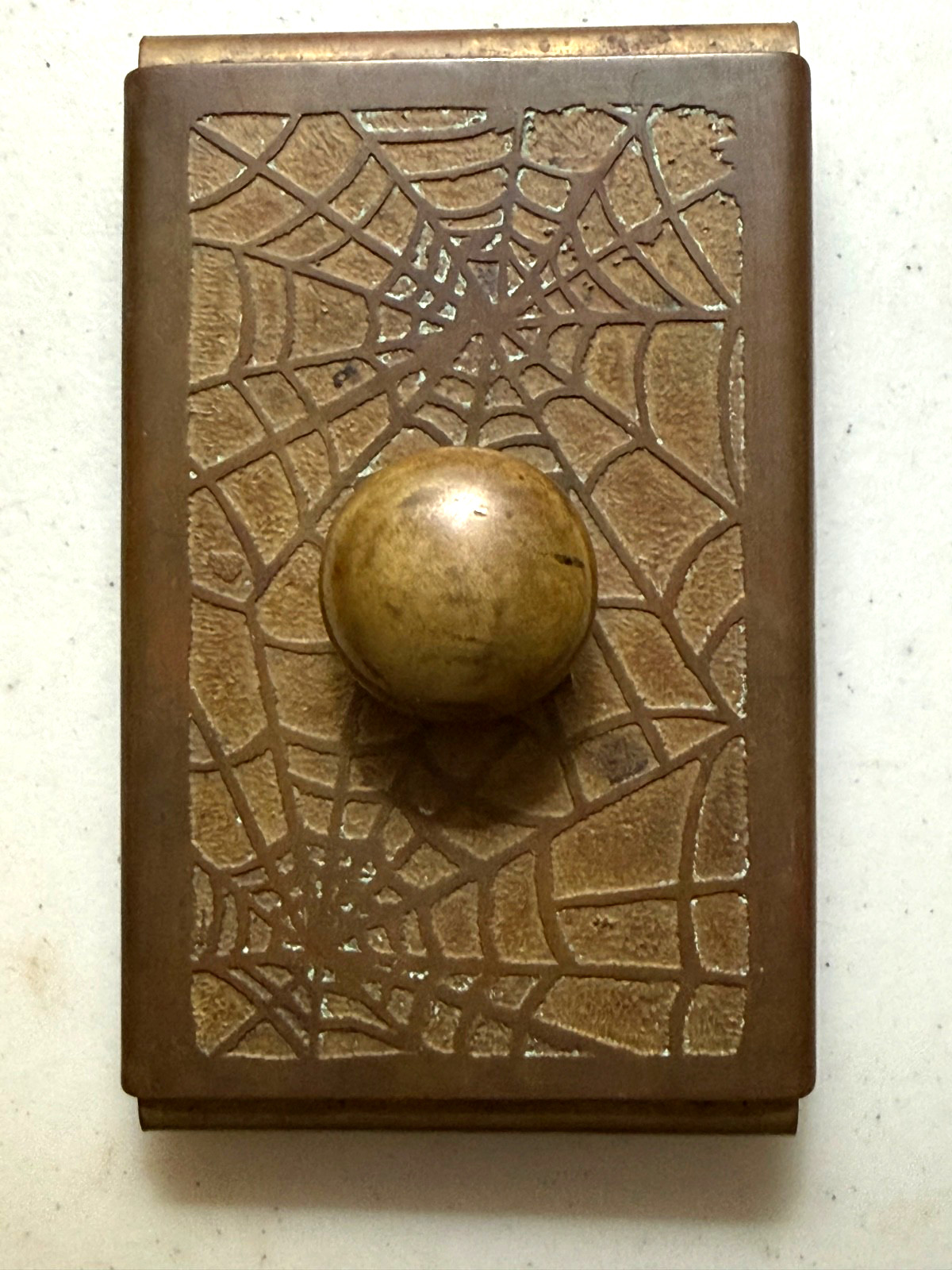 Scarce Vintage Ink Blotter, Spider Web Design, Brass, W & W Co., Holyoke Mass Scarce Vintage Ink Blotter, Spider Web Design, Brass, W & W Co., Holyoke Mass