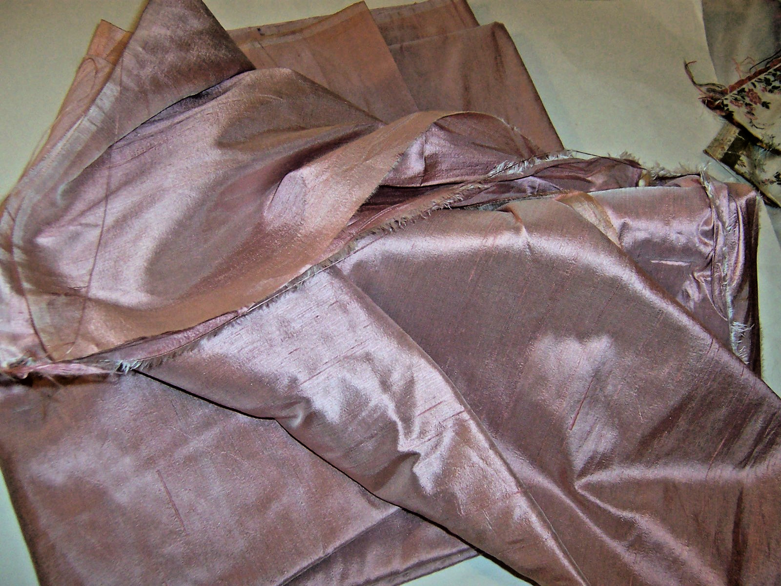 Vintage/MCM NOS Warm Rose Light-wt. 100% Silk Dupioni 18\ Vintage/MCM NOS Warm Rose Light-wt. 100% Silk Dupioni 18\