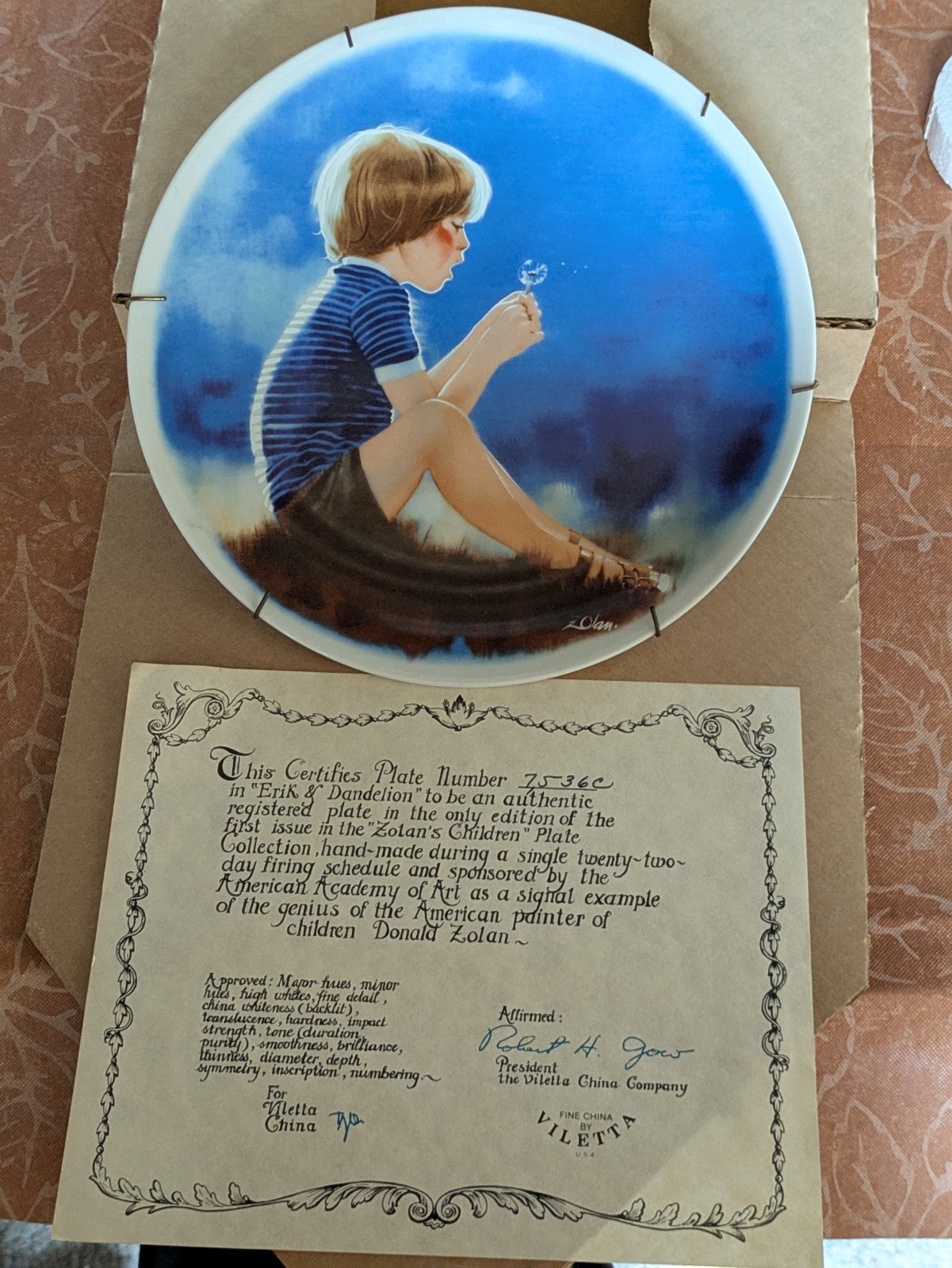 Viletta China Zolan\'s Children Collector Plate Erik 7536C Limited Edition Viletta China Zolan\'s Children Collector Plate Erik 7536C Limited Edition