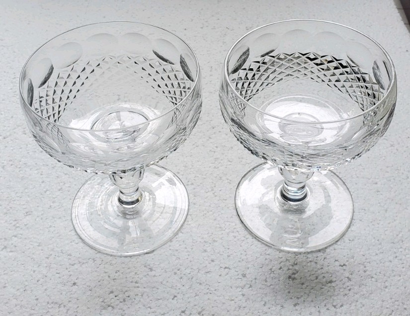 2 Waterford Crystal Colleen Champagne Glasses 4 3/8''in Tall