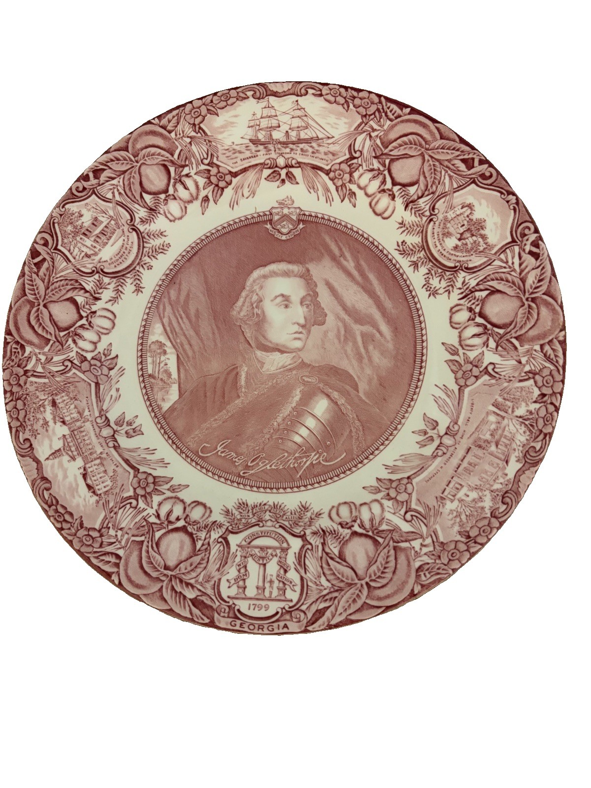 Wedgwood James Edward Oglethorpe Georgia Red Collector Plate Wedgwood James Edward Oglethorpe Georgia Red Collector Plate