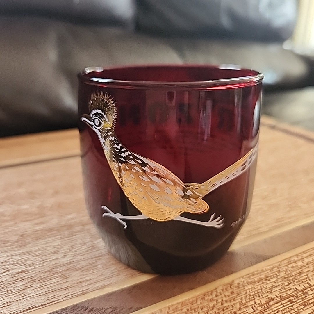 Vtg Arizona State Roadrunner Bird Ruby Red Gold Souvenir Juice Glass Made USA Vtg Arizona State Roadrunner Bird Ruby Red Gold Souvenir Juice Glass Made USA