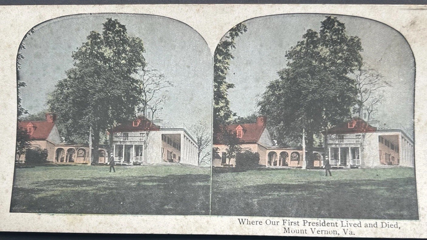 Antique Mount Vernon Virginia Stereoview George Washington Home Historic Photo