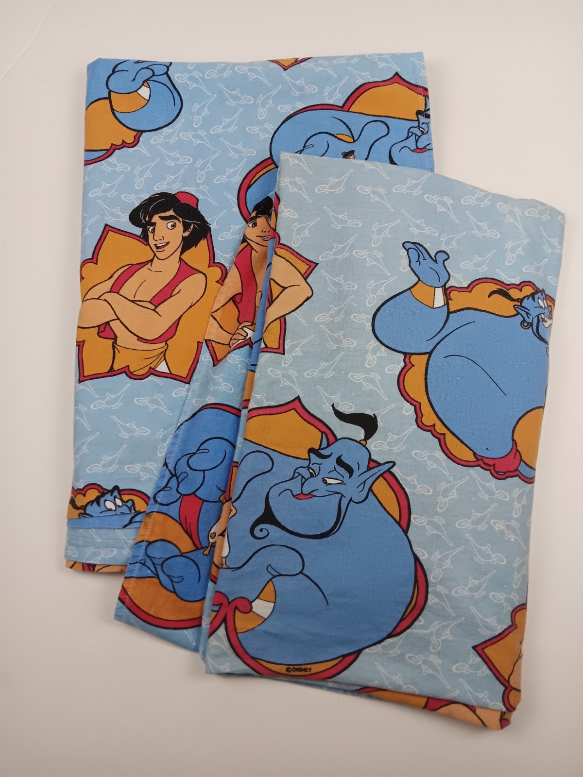Vintage Disney Aladdin Twin Bed Flat Sheet & Fitted Bed Sheet 
