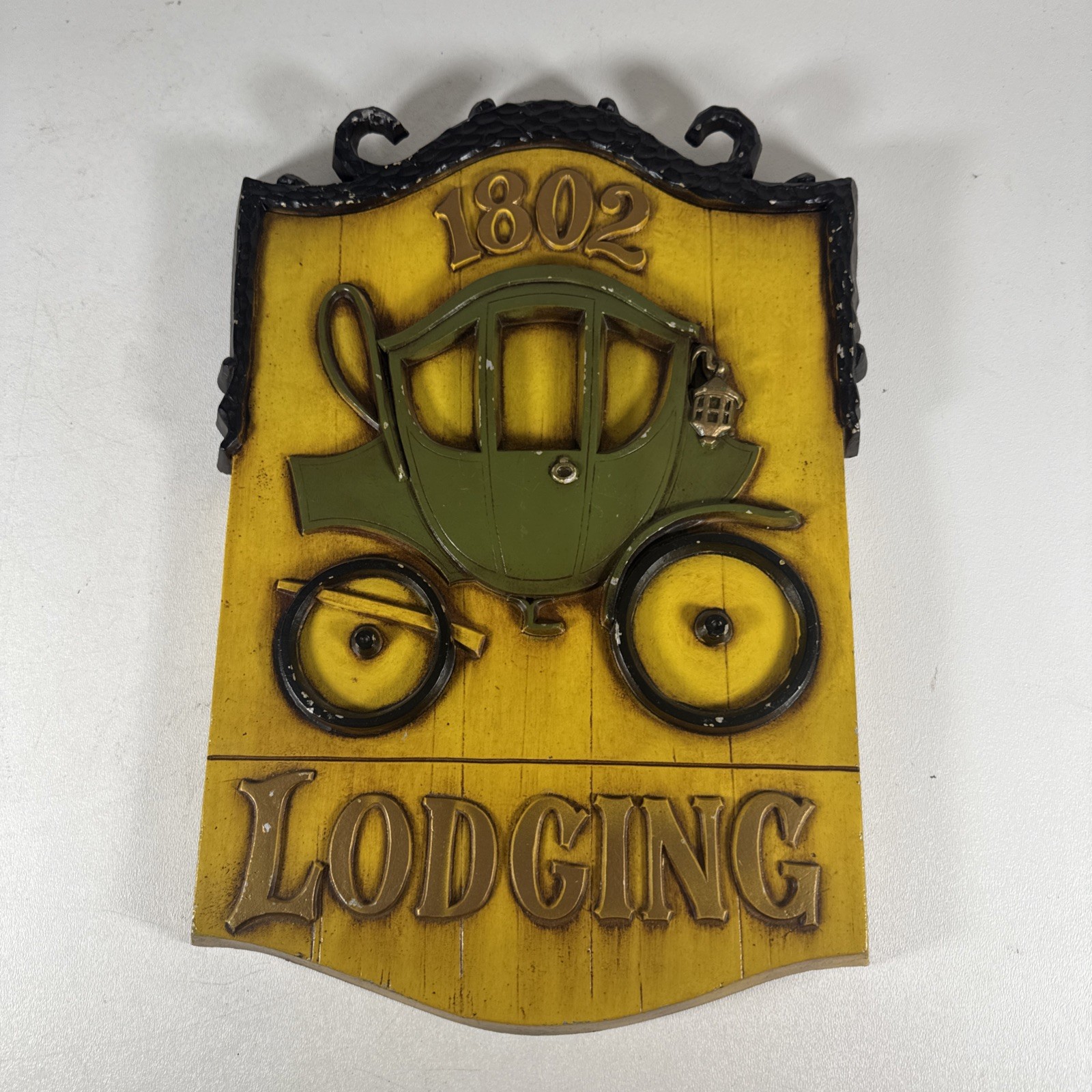 Vintage Sexton 1967 1802 Lodging Metal Wall Sign USA Rustic Decor