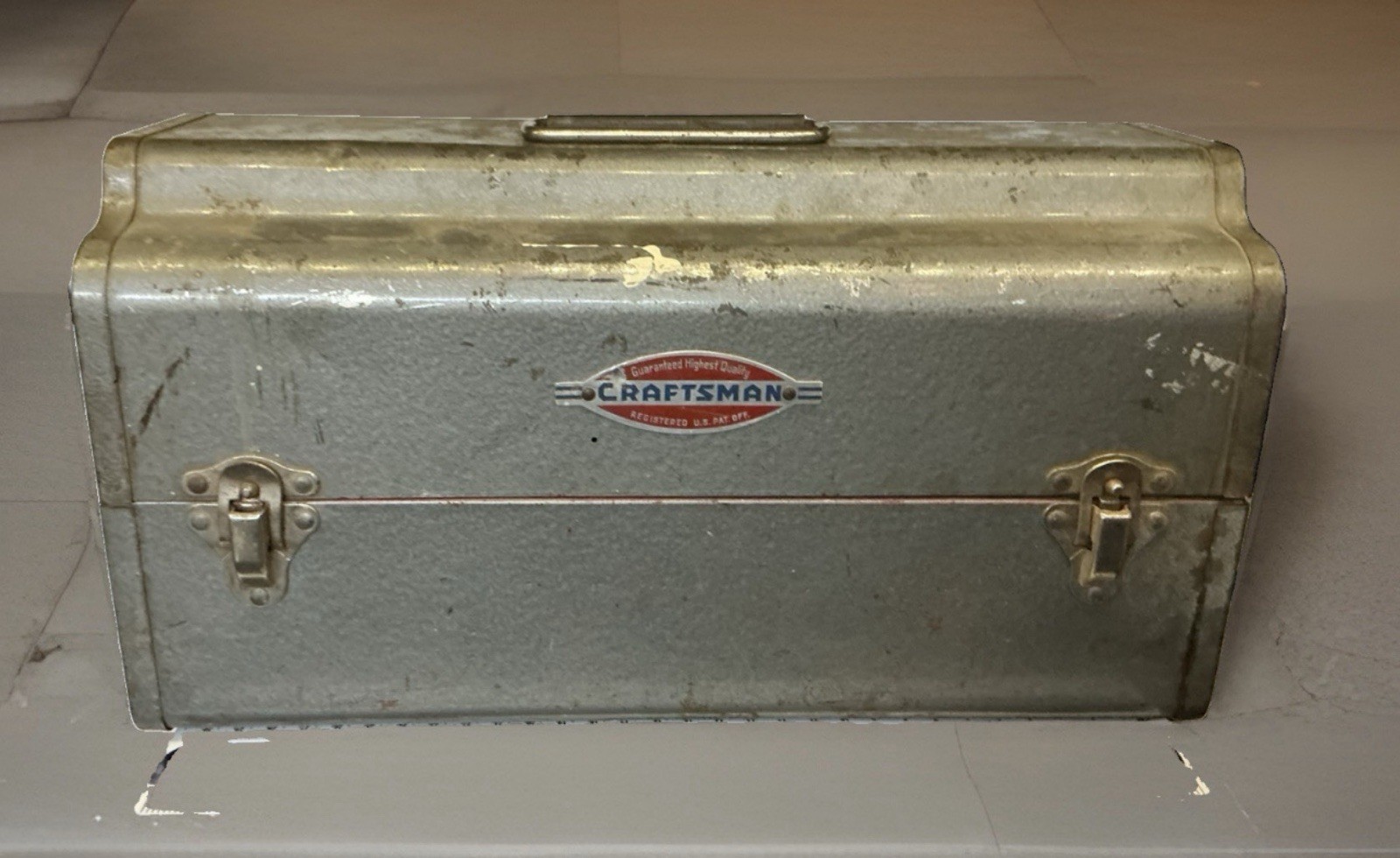 Vintage 1948-1953 Craftsman Sears Metal Toolbox Gray Hammered Steel Tool Box USA