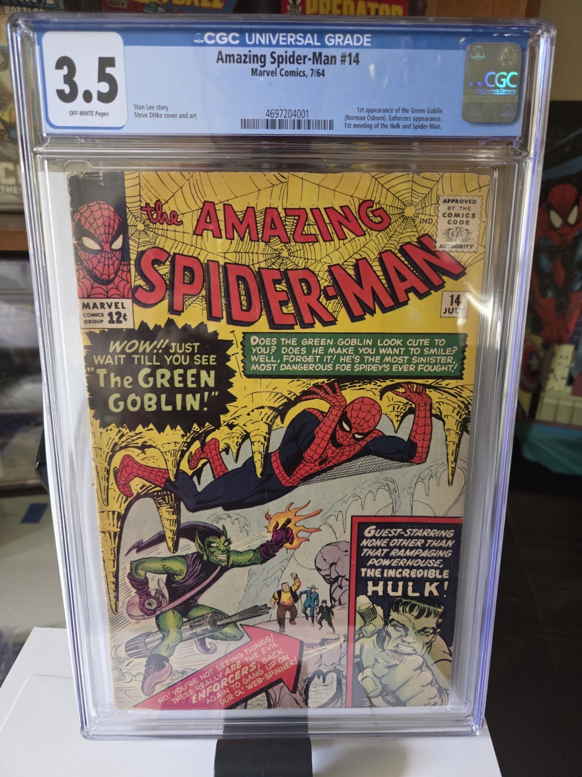 Amazing Spider-Man #14 1st HOBGOBLIN APPEARANCE AND Hulk SPIDER-MAN MEETING 1964 Amazing Spider-Man #14 1st HOBGOBLIN APPEARANCE AND Hulk SPIDER-MAN MEETING 1964