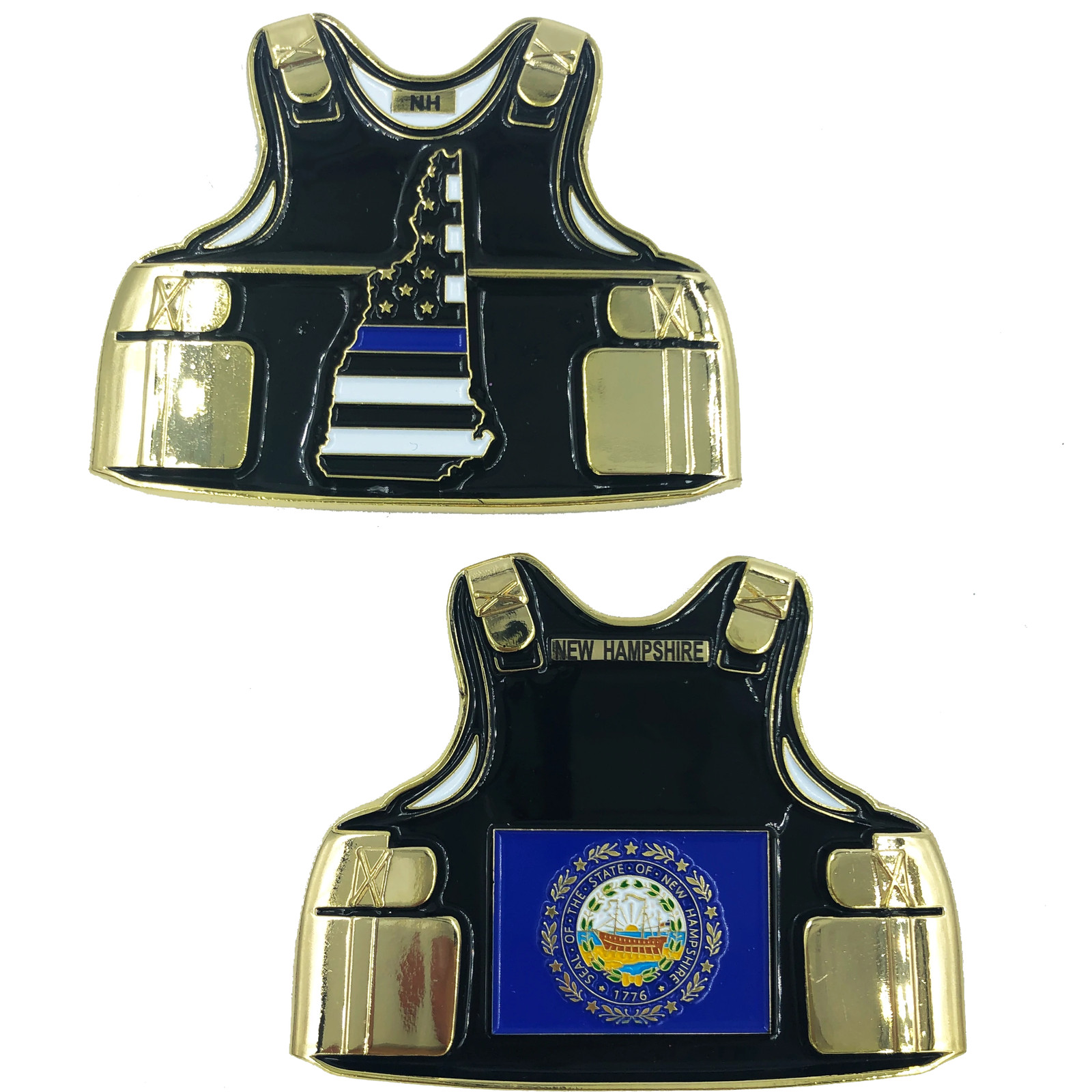 D-020 New Hampshire LEO Thin Blue Line Police Body Armor State Flag Challenge Co D-020 New Hampshire LEO Thin Blue Line Police Body Armor State Flag Challenge Co