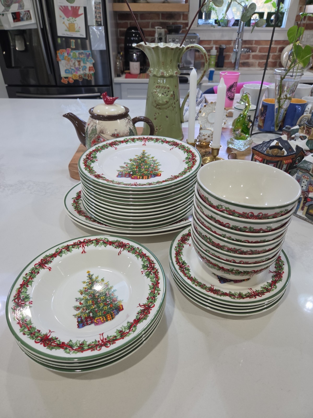 Vintage Set of 28 Christopher Radko Traditions Holiday Celebrations Dinnerware 