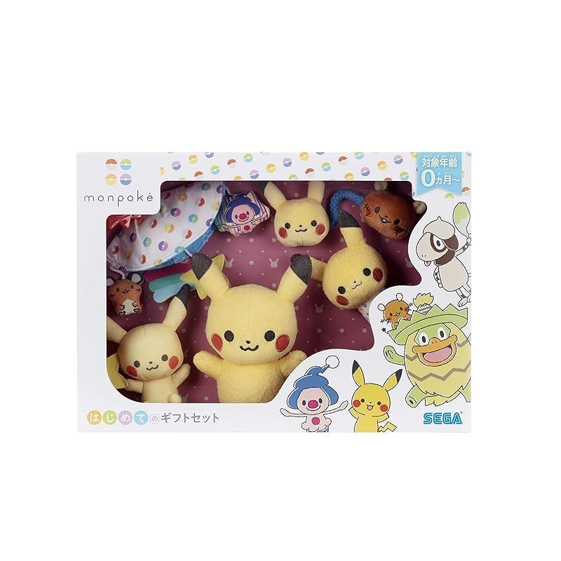 Monpoke Pikachu First Gift Set Plush Toy Doll Sega Toys Pokemon Anime japan baby Monpoke Pikachu First Gift Set Plush Toy Doll Sega Toys Pokemon Anime japan baby