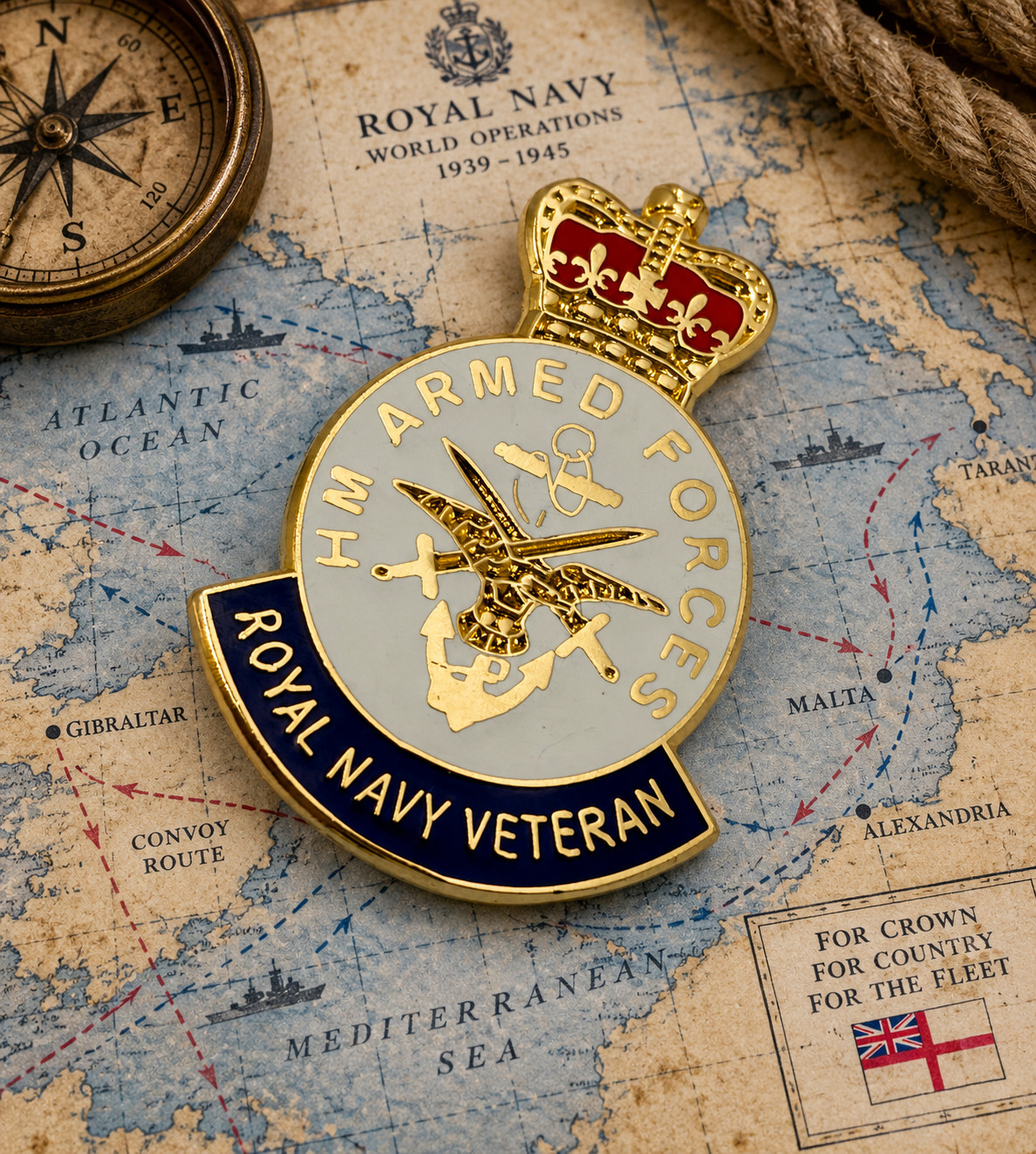 Vintage Armed Forces Royal Navy Veterans Badge - In Excellent Condition