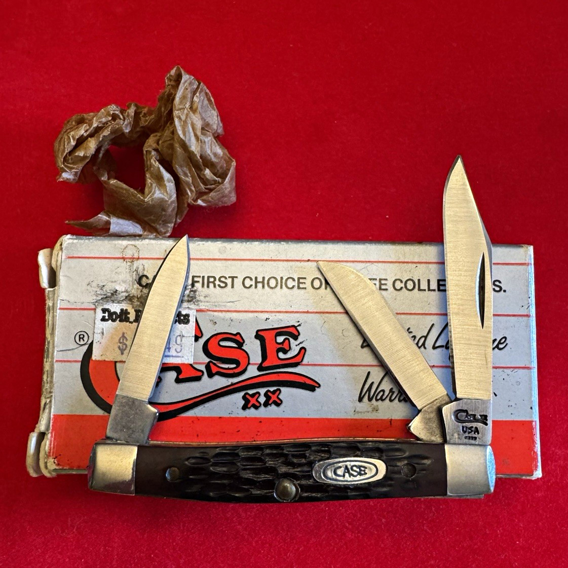 Case XX 6333 Medium Stockman 3-Blade Slipjoint Pocketknife Black Bone