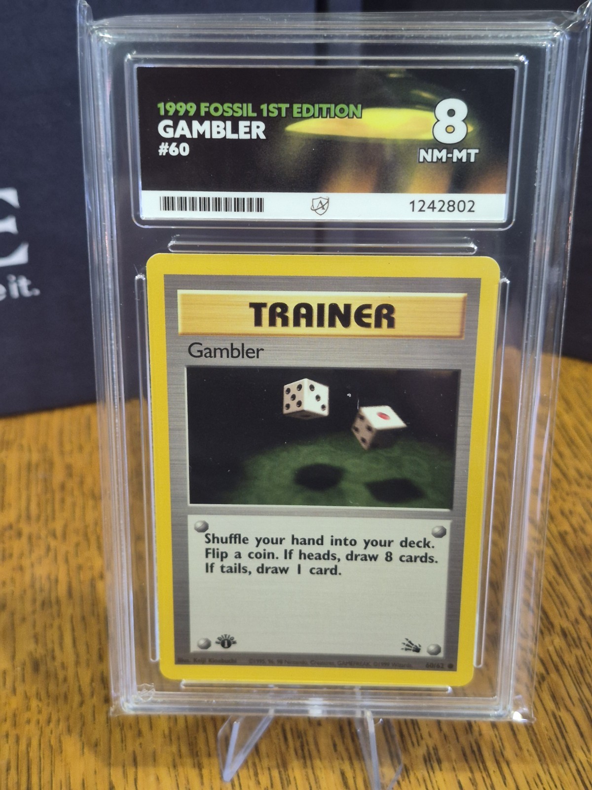 1999 Pokémon Fossil 1st Edition Gambler #60 Pop 6 Ace Grade 8 Vintage 1999 Pokémon Fossil 1st Edition Gambler #60 Pop 6 Ace Grade 8 Vintage