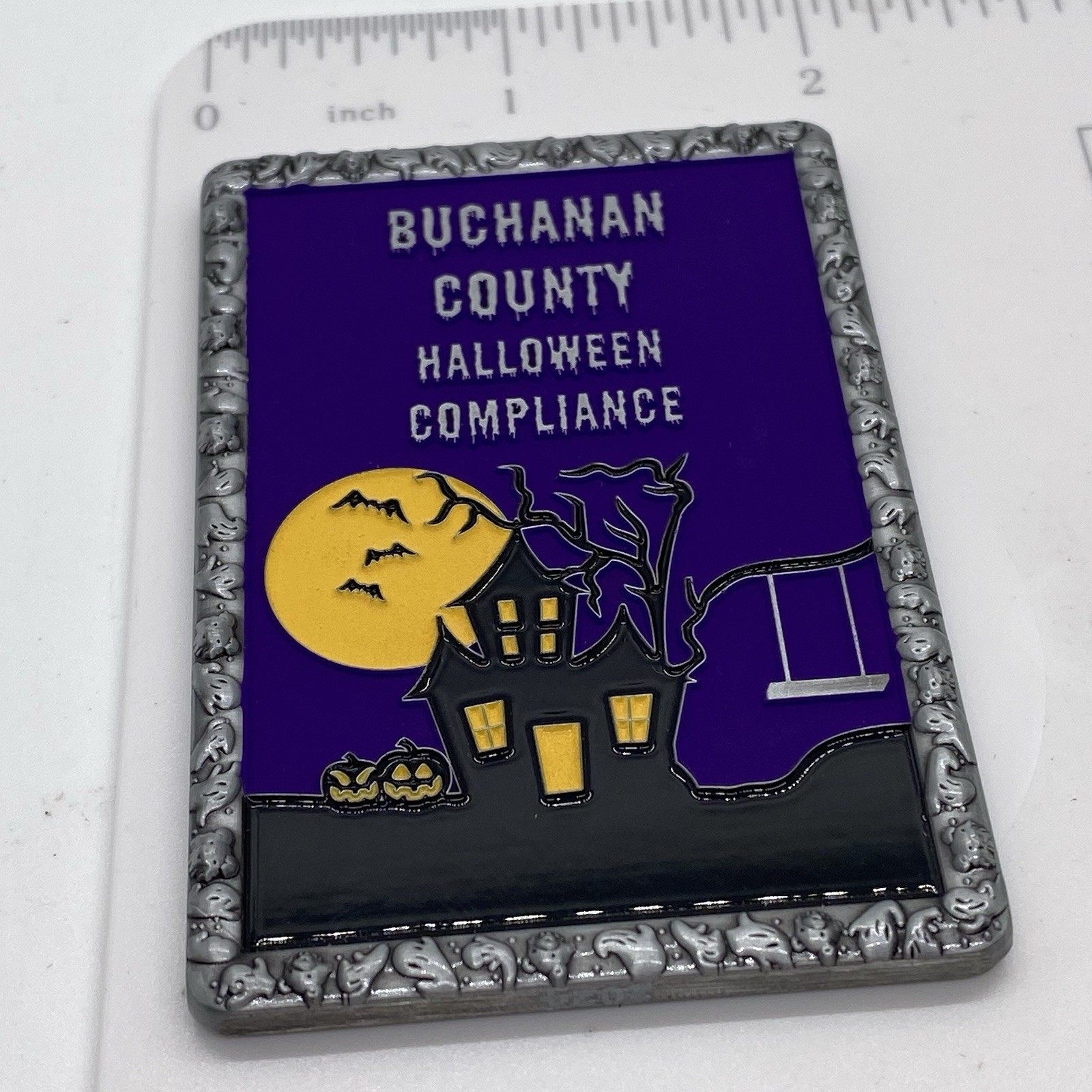 2024 Buchanan County Sheriff Halloween Challenge Coin Haunted House Glows Dark