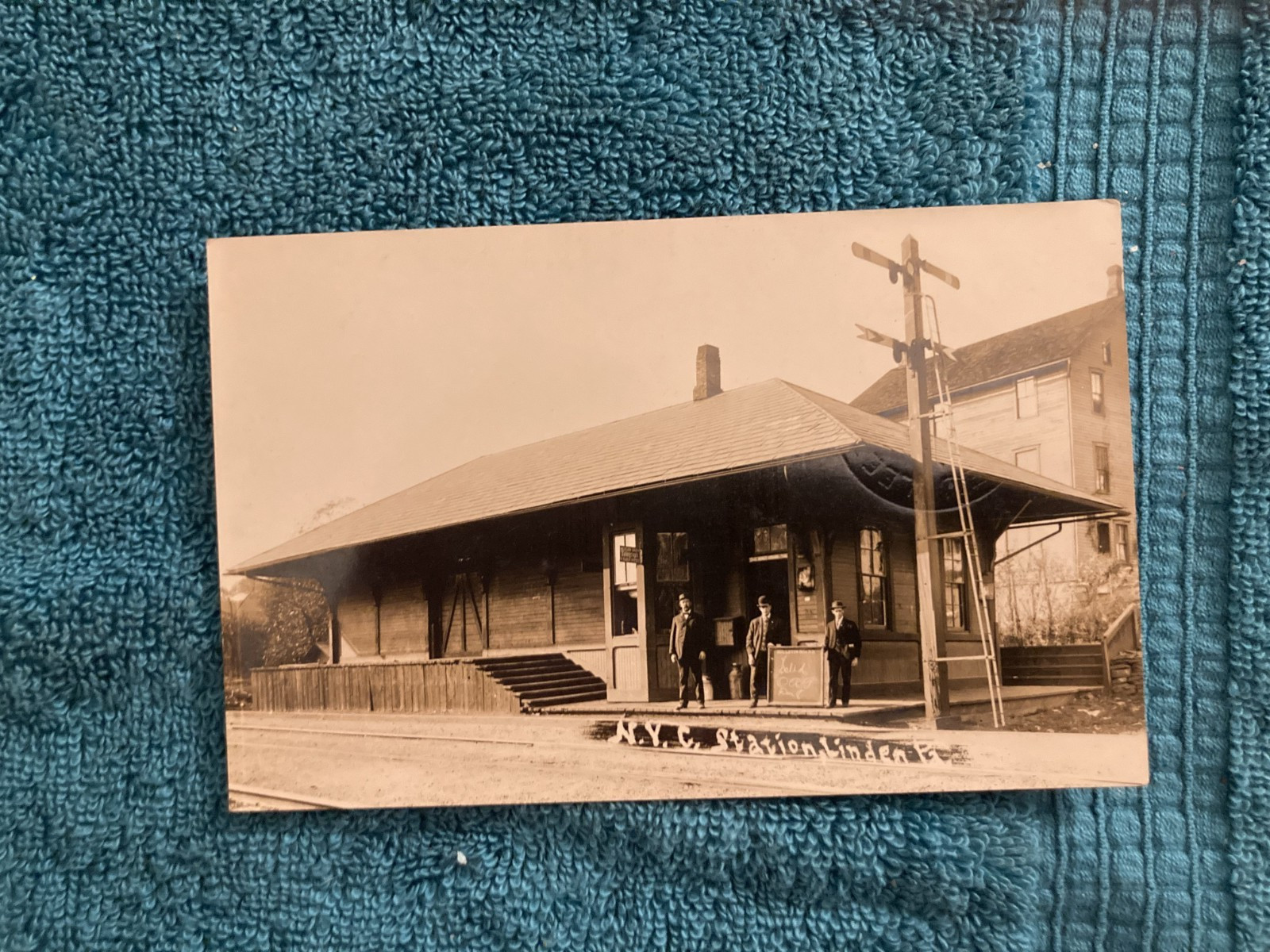 RPPC Linden Pennsylvania Railroad Station Train Depot Unposted c1910 RPPC Linden Pennsylvania Railroad Station Train Depot Unposted c1910