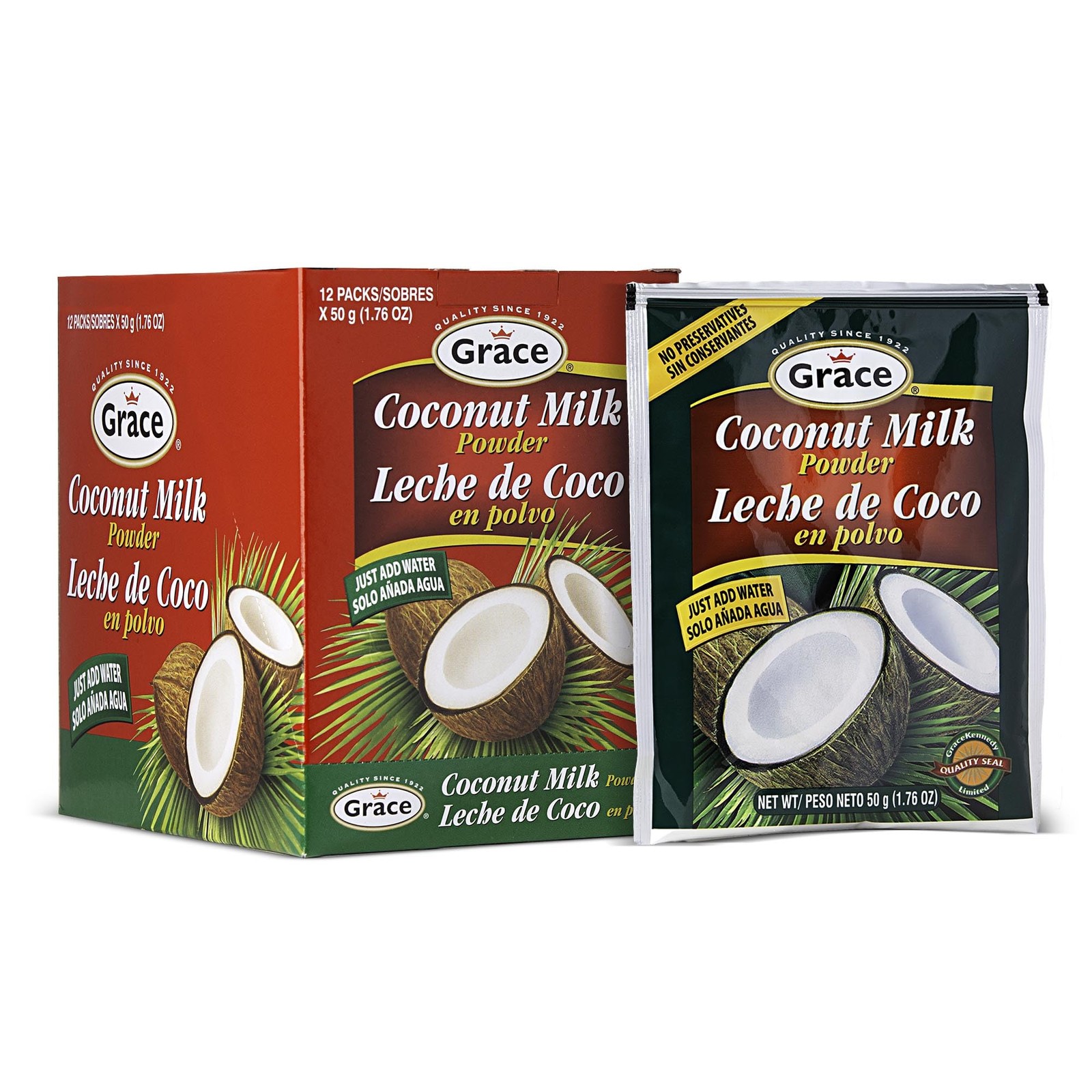 Grace Coconut Milk Powder 1.76oz - 12 Pack - Leche de 0.15 Ounce (Pack of 12)
