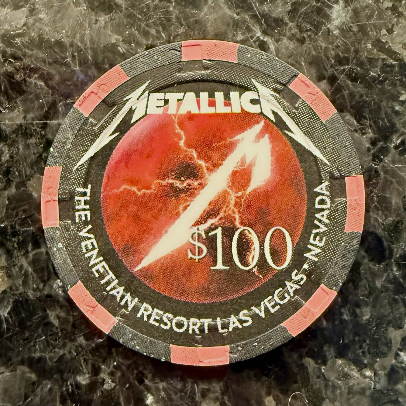 Metallica $100 Chip The Venetian Made for the Life Burns Faster Sphere Shows