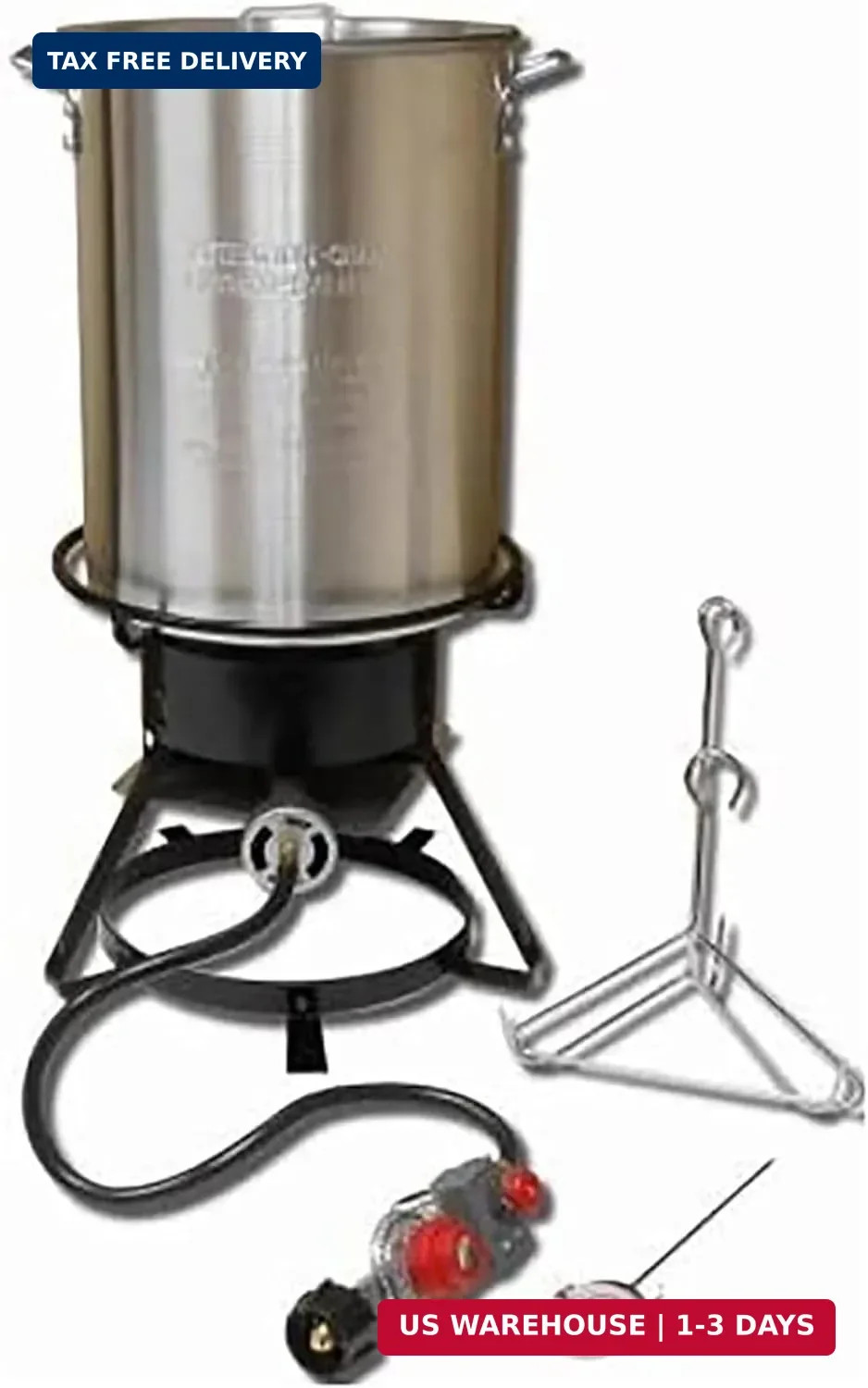 Metal-Fusion Import 29 Quart Aluminum Turkey Pot Frying Cooker Package with 38,0
