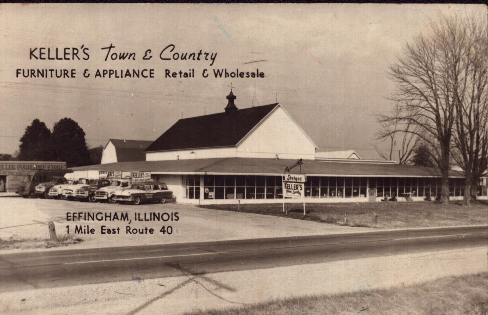Effingham, IL Keller's Town & Country Furniture Store RPPC Postcard 1950s Effingham, IL Keller's Town & Country Furniture Store RPPC Postcard 1950s