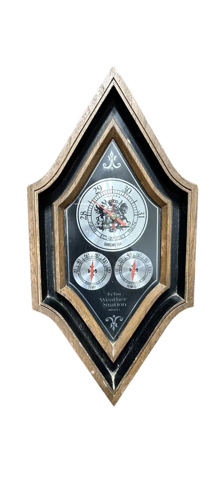 Weather Station Barometer Thermometer & Hygrometer Tru-Temp USA Vintage