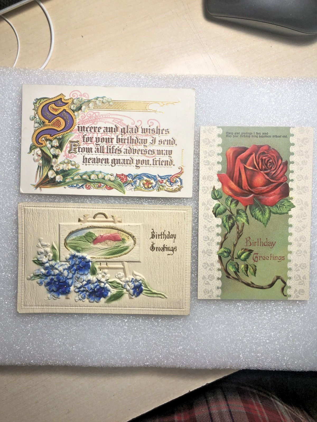 3 Antique 1910s  Embossed Postcards Germany Birthday Greetings