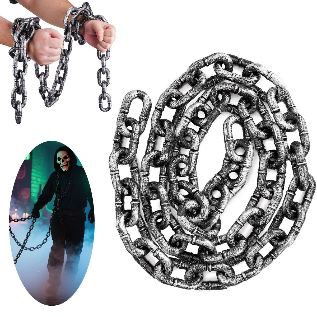 71-inch Long Plastic Fake Chain Link Prop For Halloween Haunted Zombie Decor