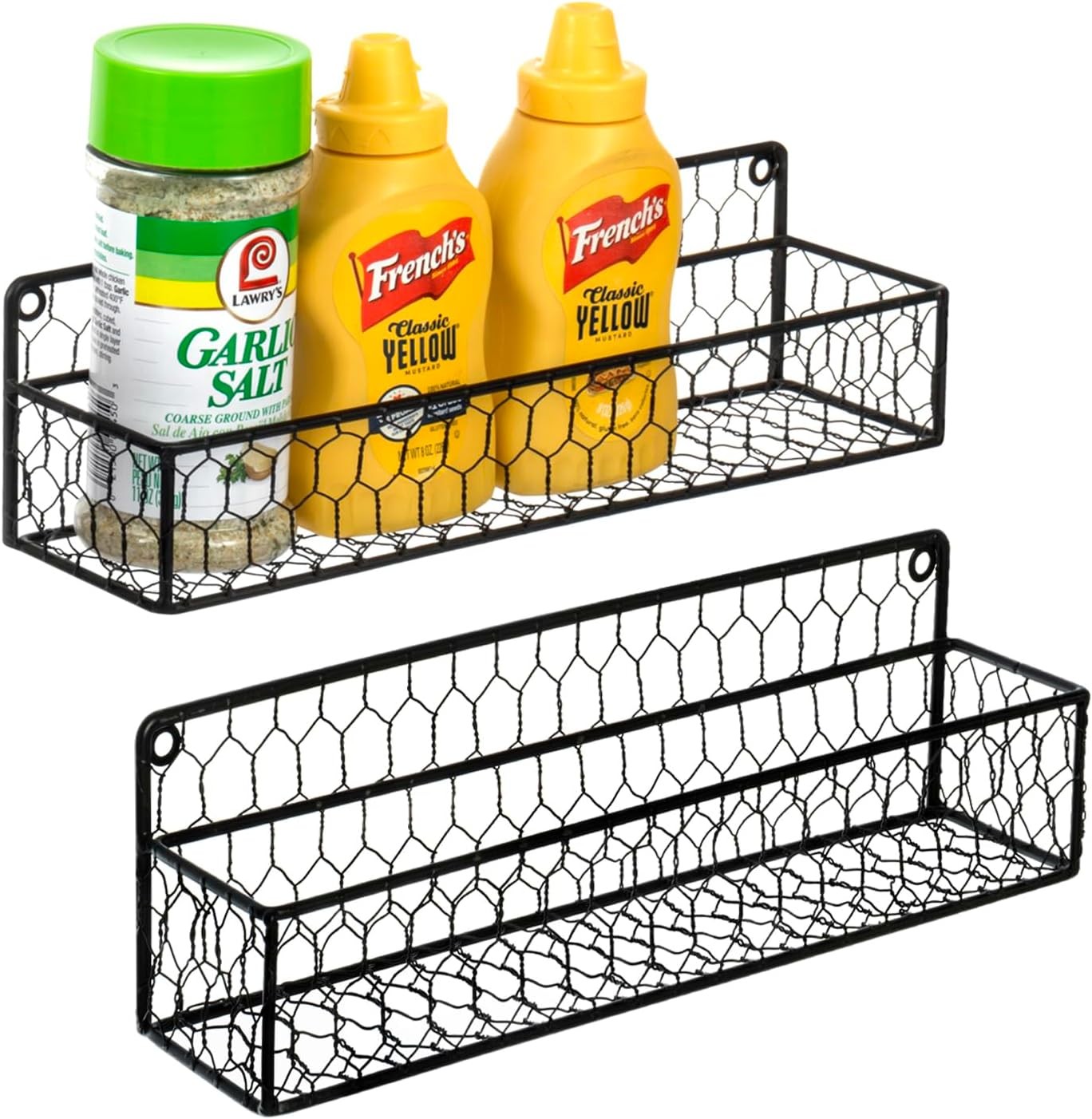MyGift Wall Mountable Spice Rack Shelf Organizer, 12-Inch Set of 2, Black MyGift Wall Mountable Spice Rack Shelf Organizer, 12-Inch Set of 2, Black