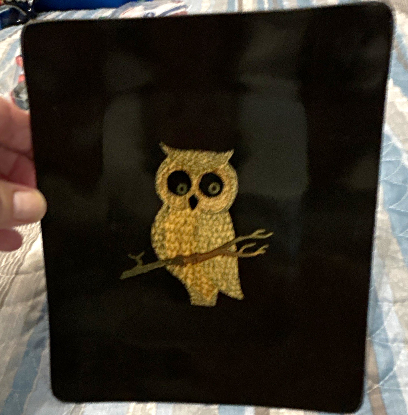 Vintage MCM Couroc of Monterey Inlaid Owl Resin Serving Tray Plate Vintage MCM Couroc of Monterey Inlaid Owl Resin Serving Tray Plate