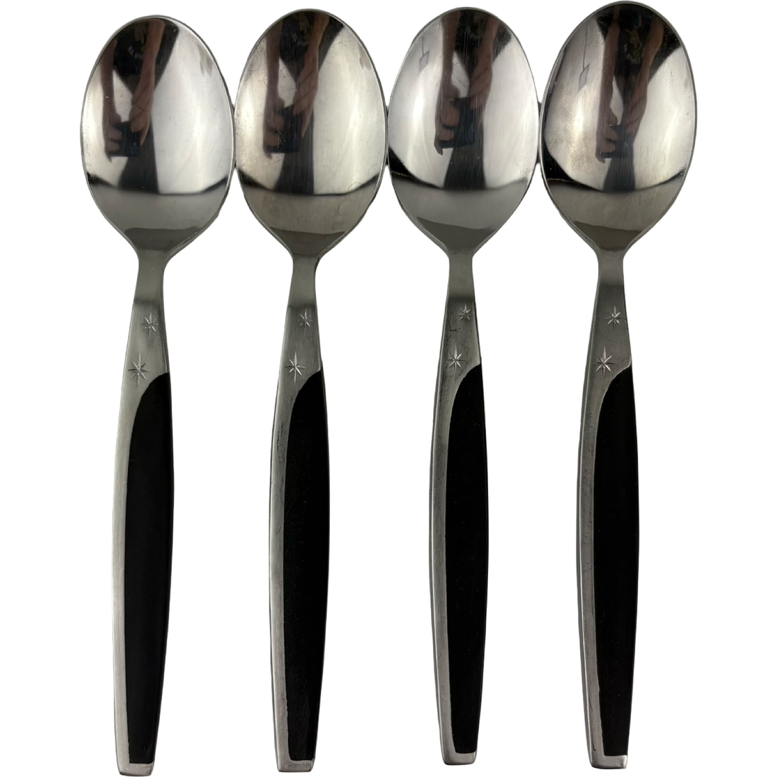 Mar-crest MCMMCF3 Starburst Teaspoons (4) VTG 1950\'s Stainless Japan 6.25\ Mar-crest MCMMCF3 Starburst Teaspoons (4) VTG 1950\'s Stainless Japan 6.25\