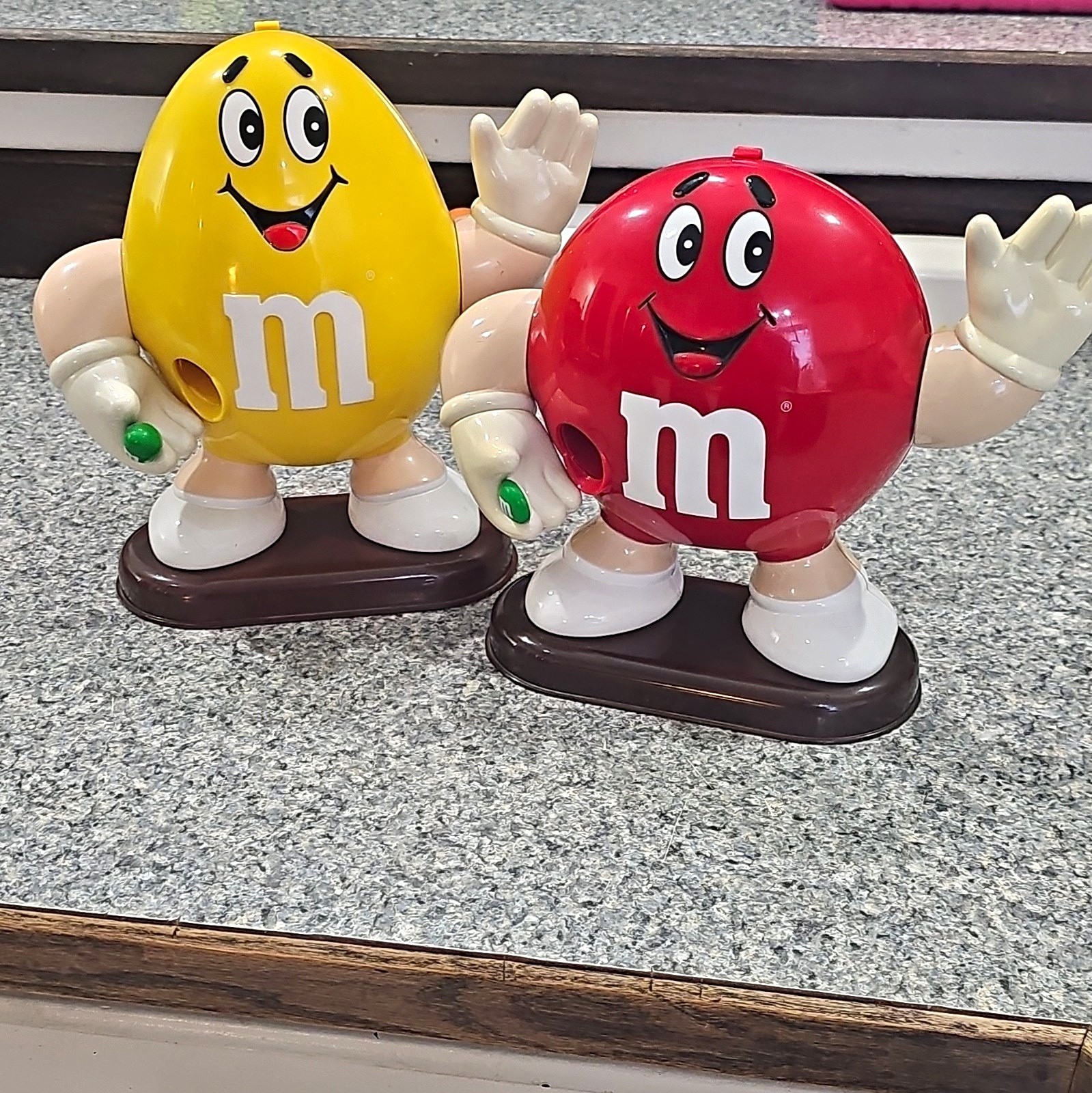 M&M\'s Vintage 1991 Red & Yellow Character Candy Dispensers Lot of 2 Mars Candy
