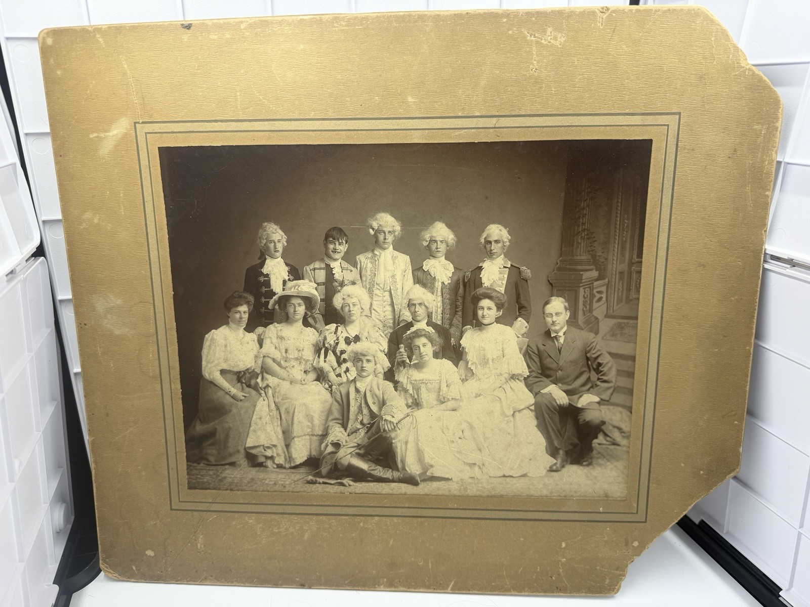 Antique Cabinet Card Photo Of Theater Cast Play In Period Costume C 1890s-1910s