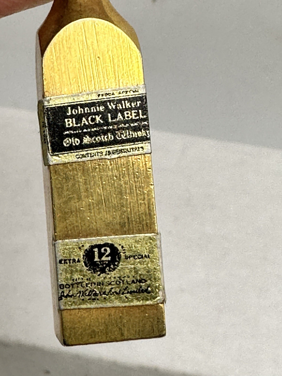 Solid Brass Dollhouse Miniature Liquor Bottle With JW Black Label