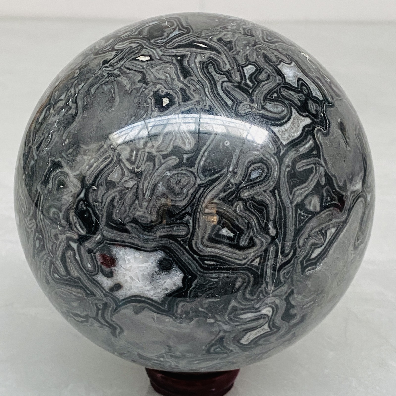 Natural Picasso Jasper Sphere Black Gray Crystal Ball Healing 2260G (4.98LB)