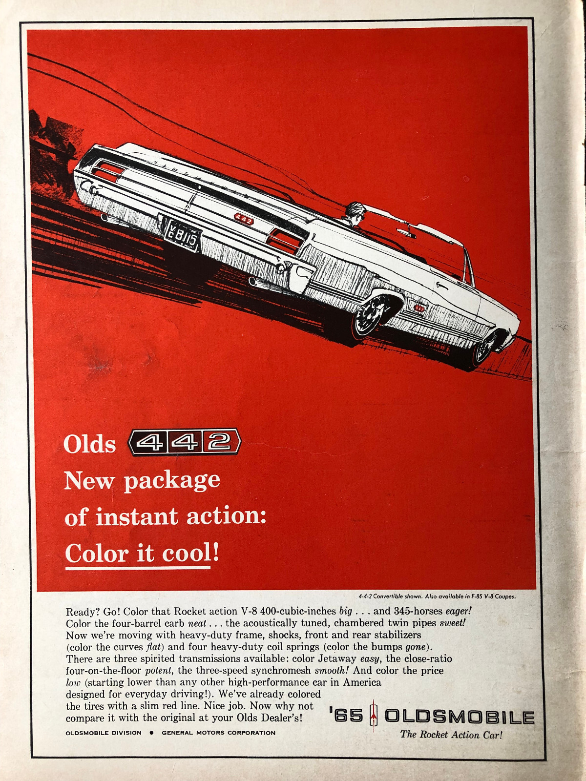 Vintage 1965 Oldsmobile 442 original ad GM105