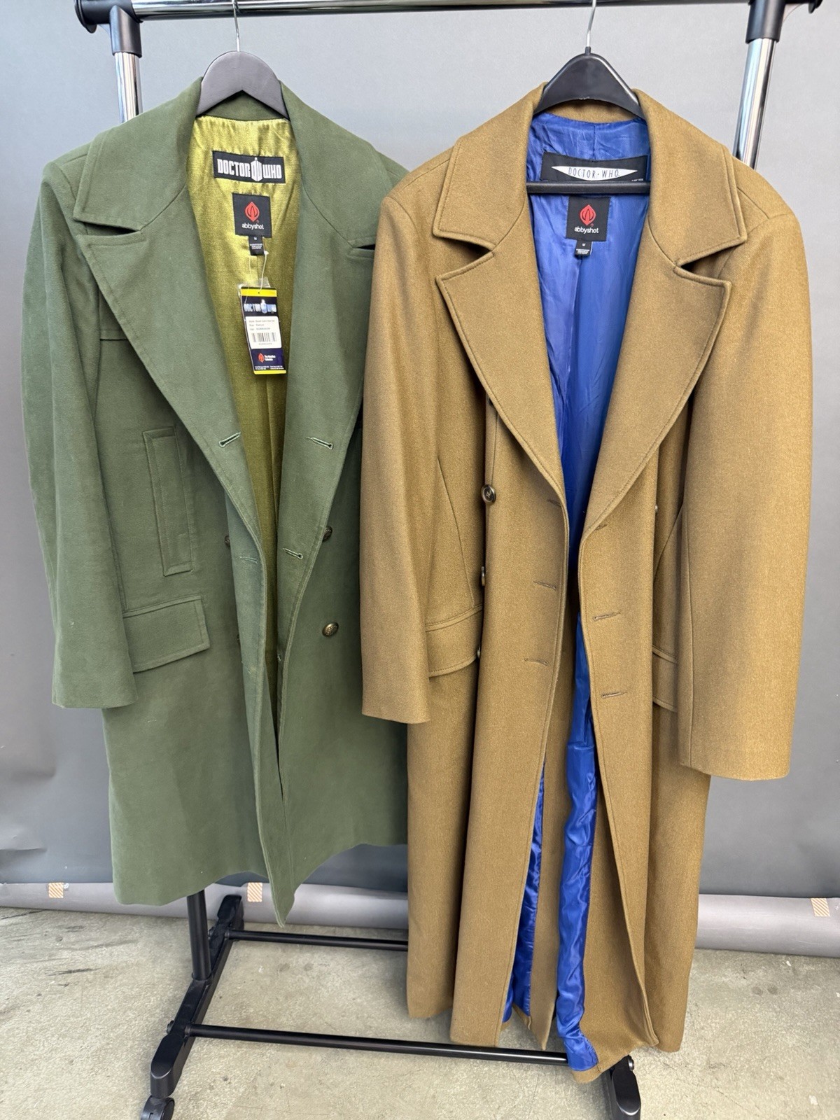 Abbyshot Dr Doctor Who 10th 11th  set of 2 Trench Coat M Prop Costume Jacket
