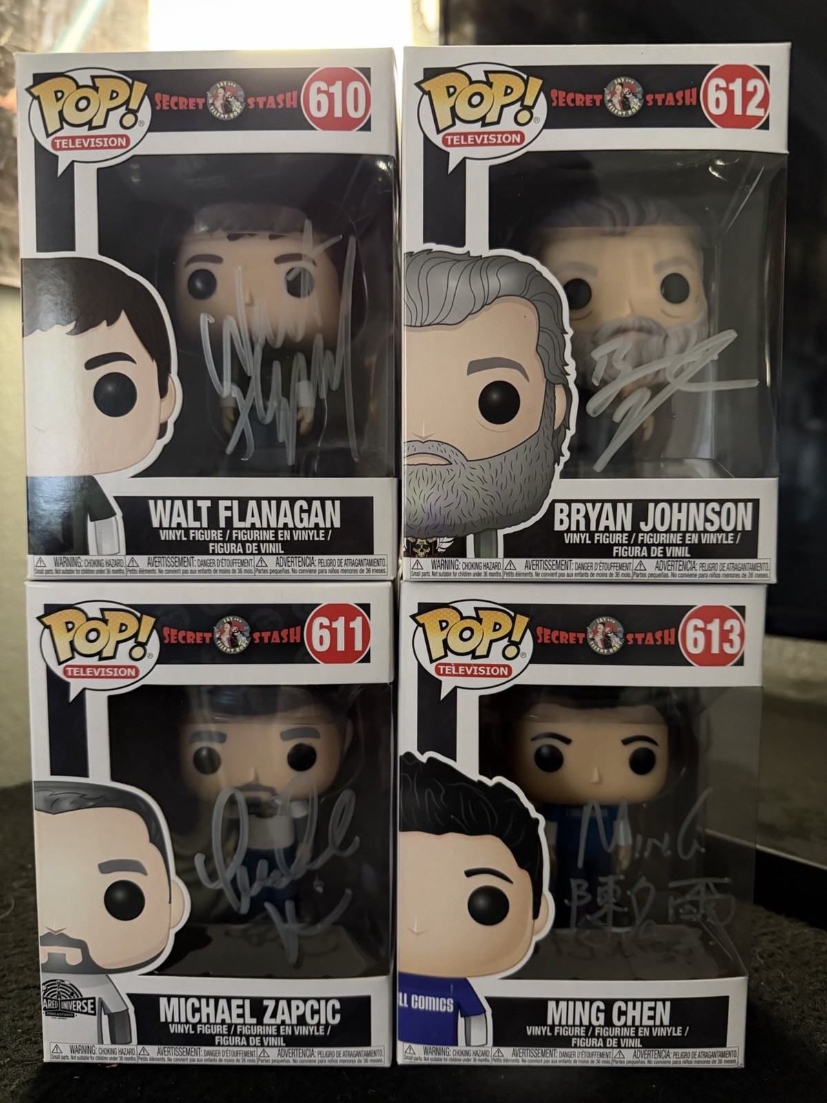 SECERT STASH Funko Pops (FULL SET : VAULTED) - x4 SIGNED :: Comic Book Men RARE SECERT STASH Funko Pops (FULL SET : VAULTED) - x4 SIGNED :: Comic Book Men RARE