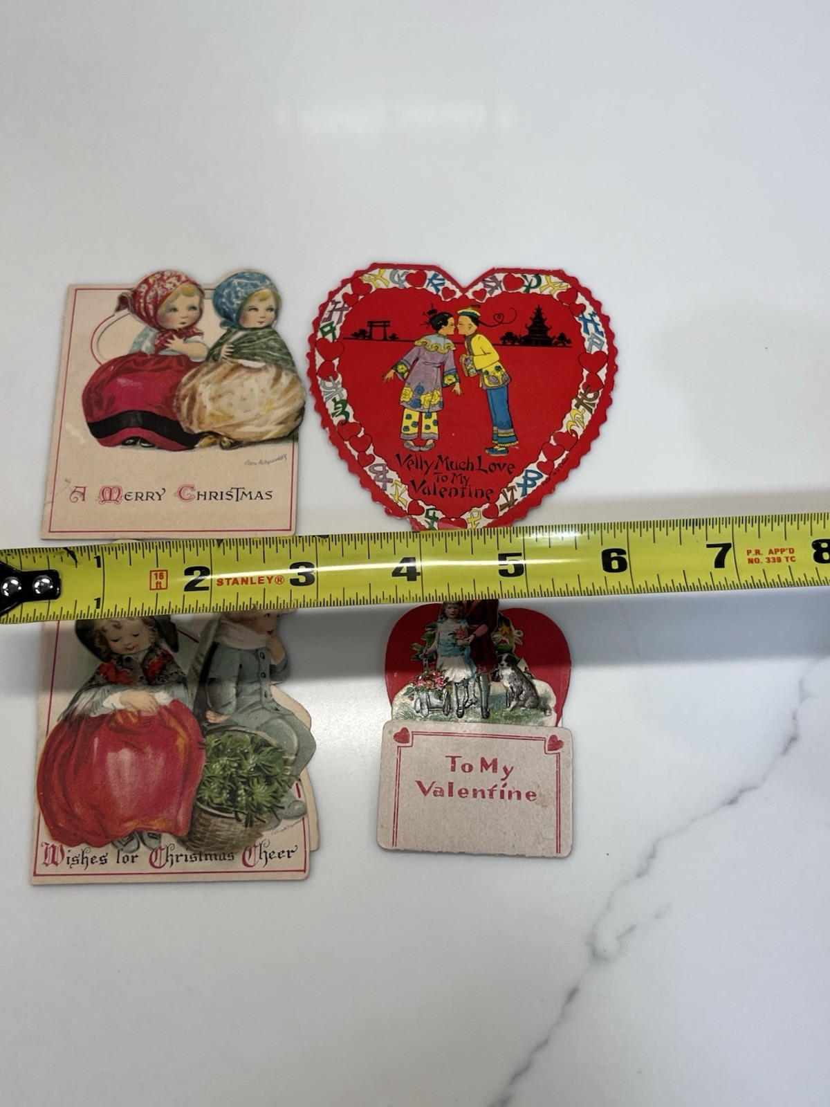 Antique Valentines Day Card And Christmas Card Lot Of 4