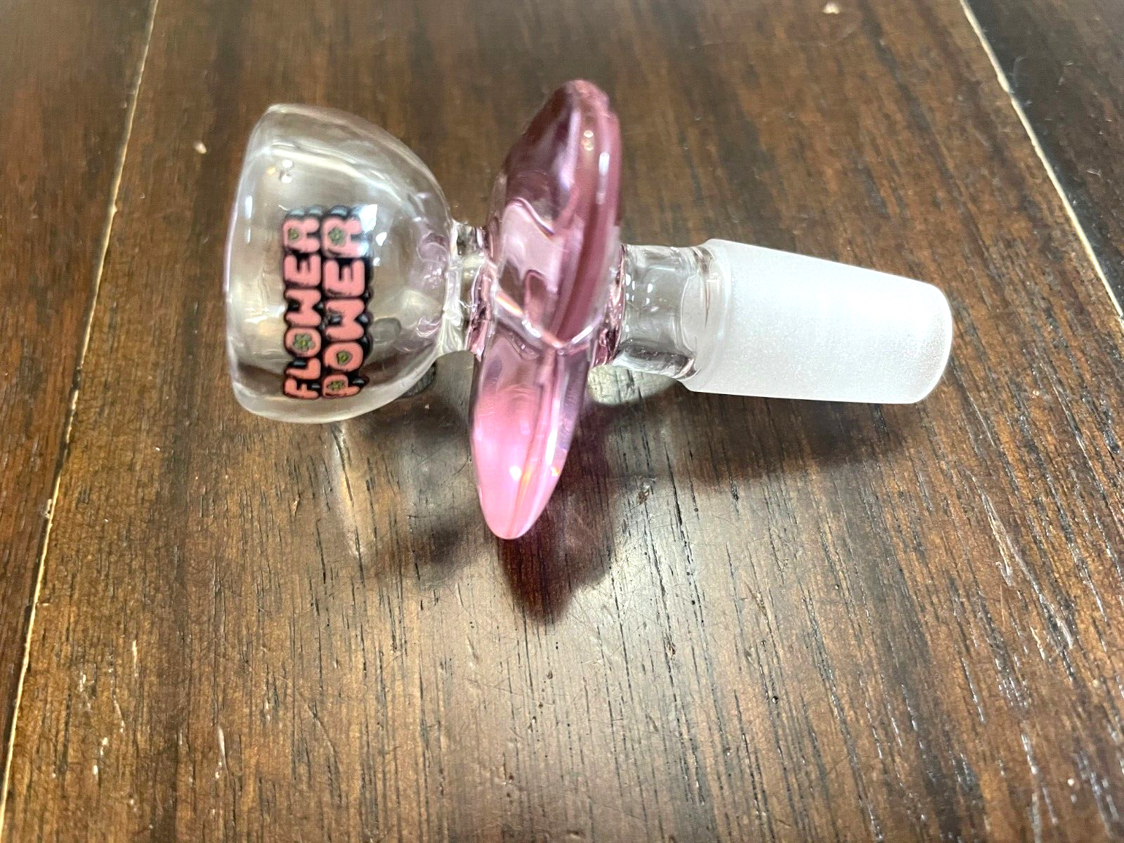 14mm Glass Bowl Pipe Pink Heart Power