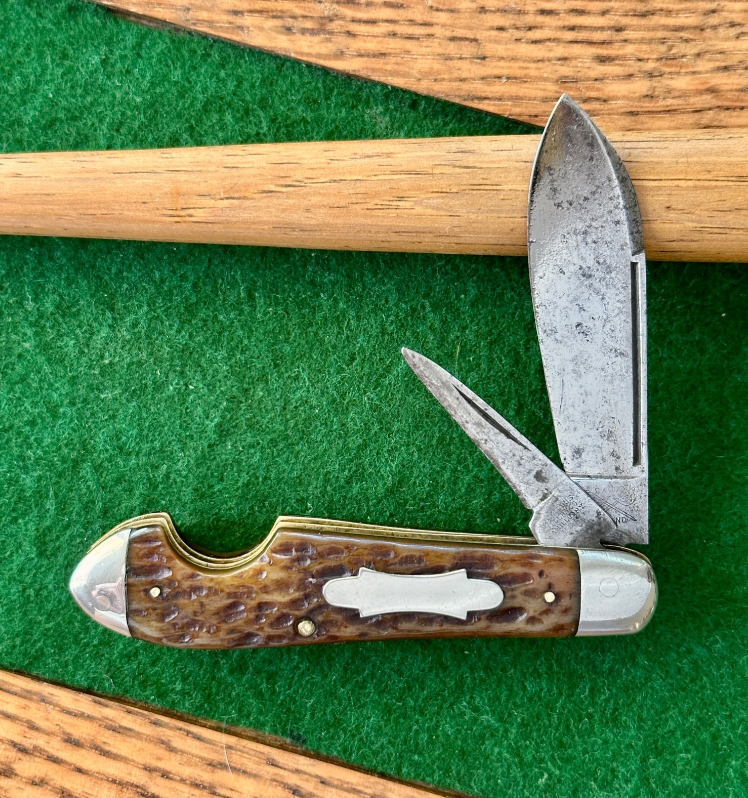 Incredible Vintage Camillus EO Rodger Bone Fat spear Sword Brand Tear Drop Jack.