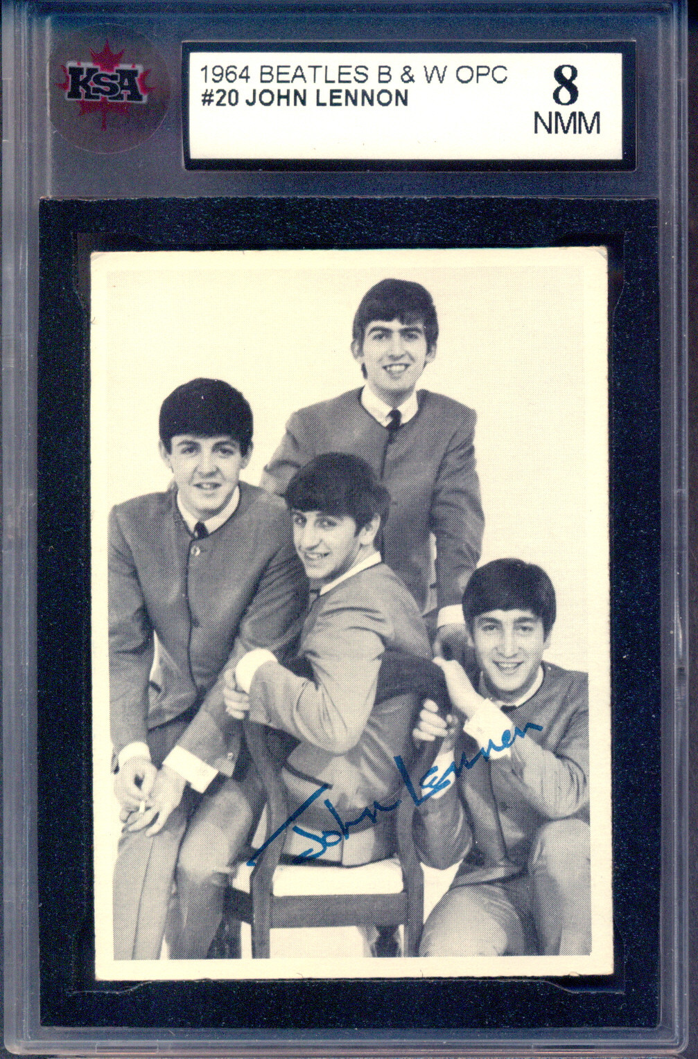 1964 Topps O-Pee-Chee OPC Beatles B & W #20 John Lennon Paul Ringo KSA 8 NM-MINT 1964 Topps O-Pee-Chee OPC Beatles B & W #20 John Lennon Paul Ringo KSA 8 NM-MINT