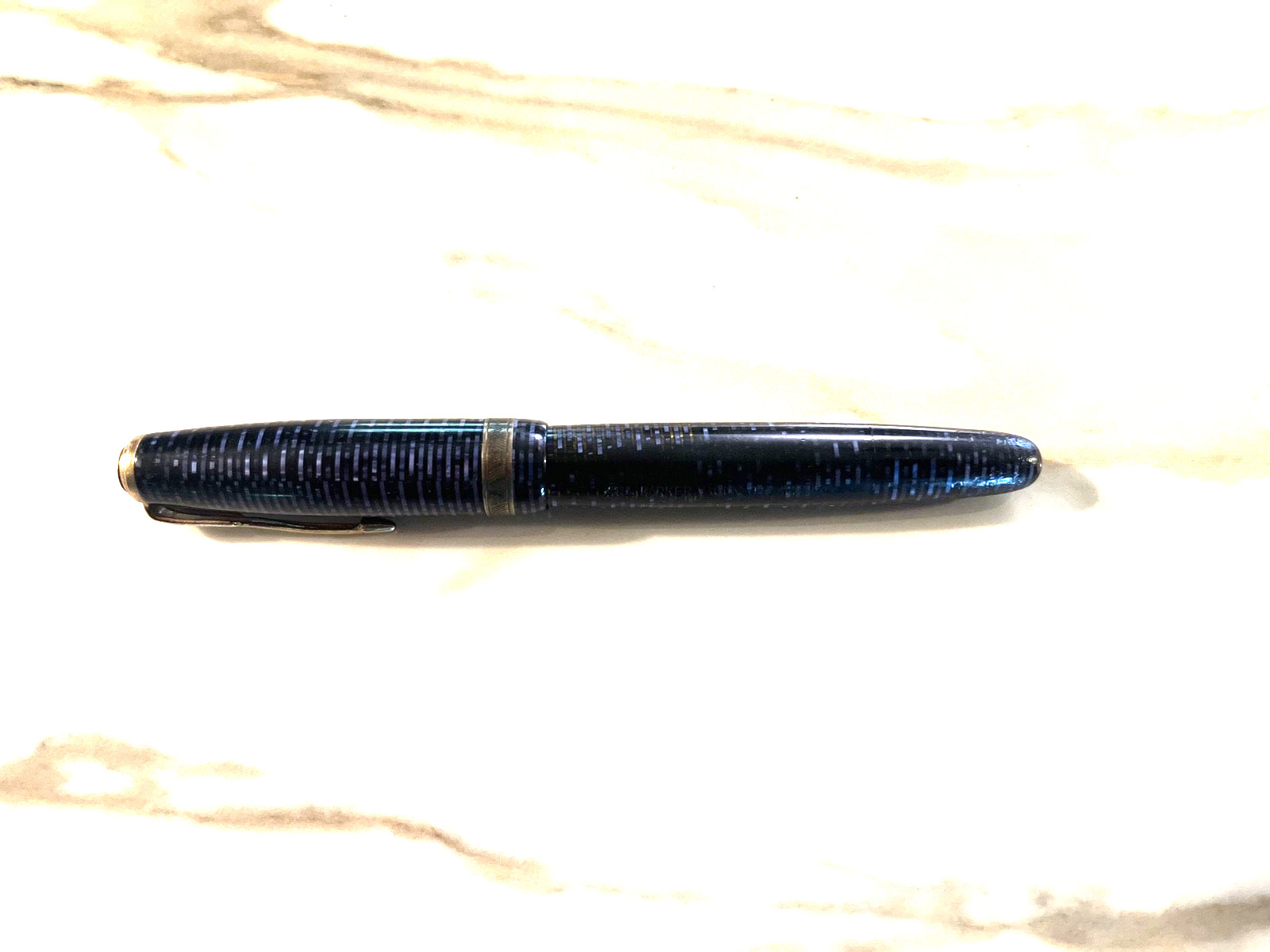Vintage Parker Vacumatic Major Azure Blue Pearl Fountain Pen Flex Writes