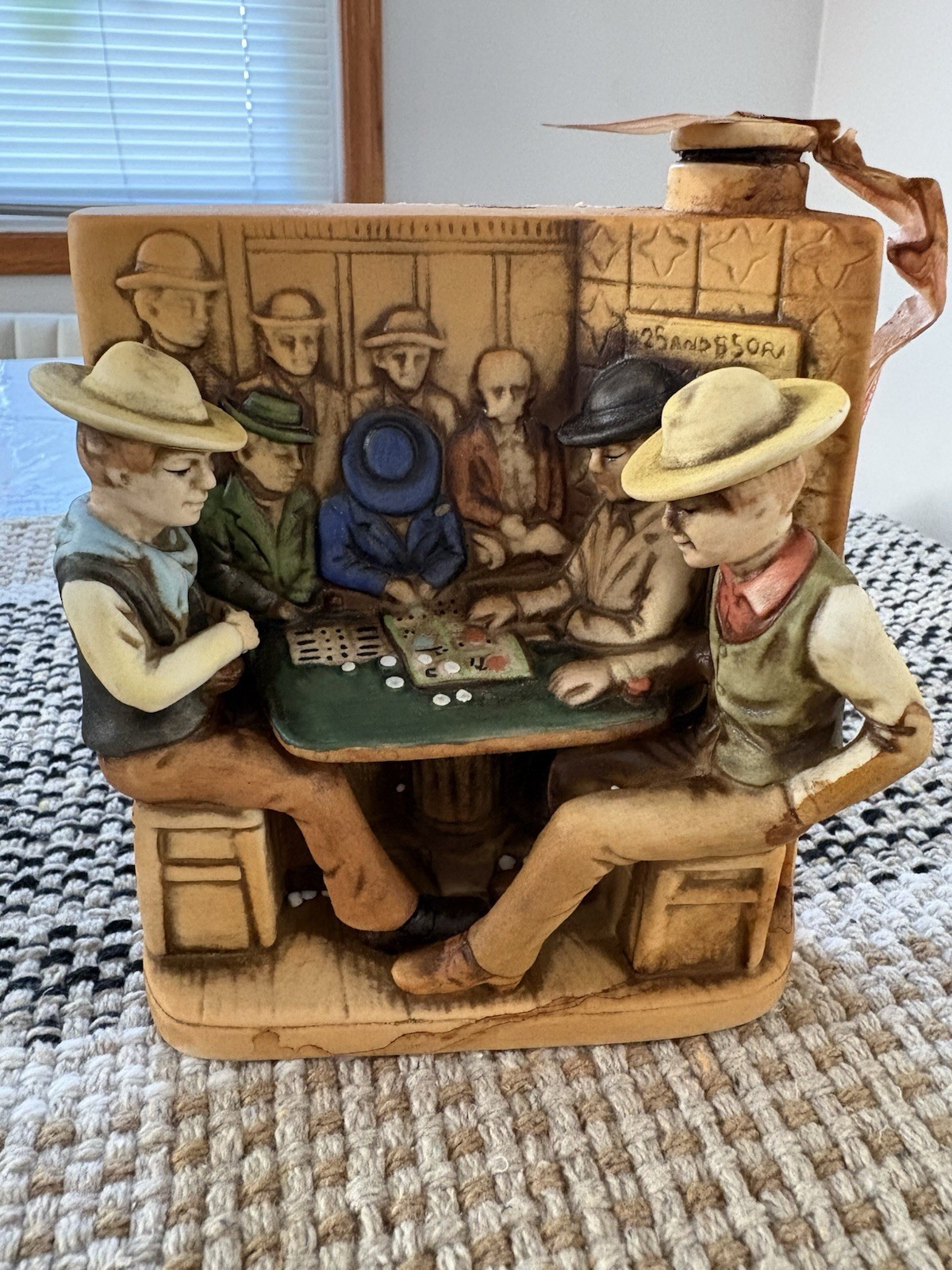 VTG Haas Brothers Faro Bank 1975 Ceramic Decanter w/ Stopper 1/5 Pint Western VTG Haas Brothers Faro Bank 1975 Ceramic Decanter w/ Stopper 1/5 Pint Western