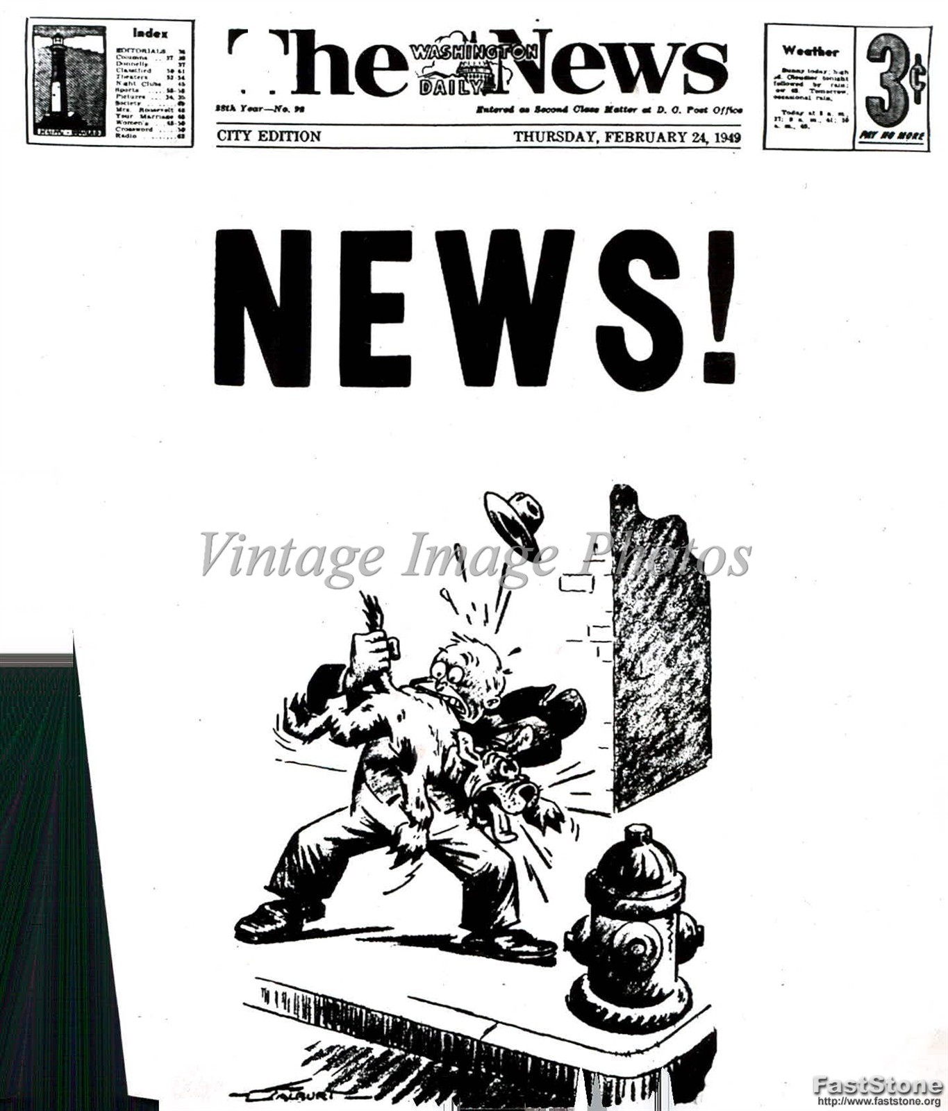 1949 News President Truman Daily Cartoon Biting Dog Press Vintage Photo 6x8