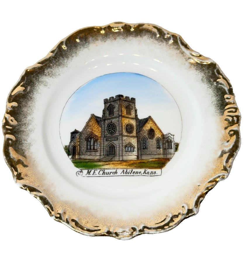 Abilene KS KANSAS ME CHURCH Antique Souvenir RARE China Dish Plate Abilene KS KANSAS ME CHURCH Antique Souvenir RARE China Dish Plate
